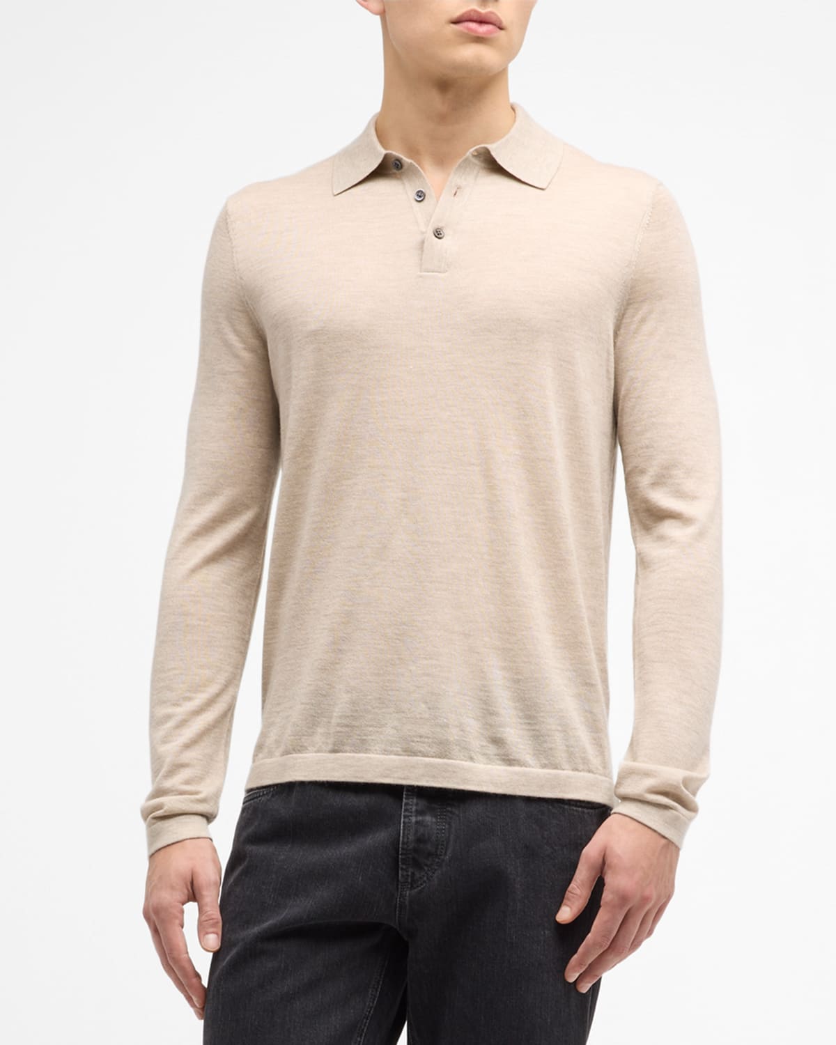 Kiton Men's SilkCashmere Polo Sweater Neiman Marcus
