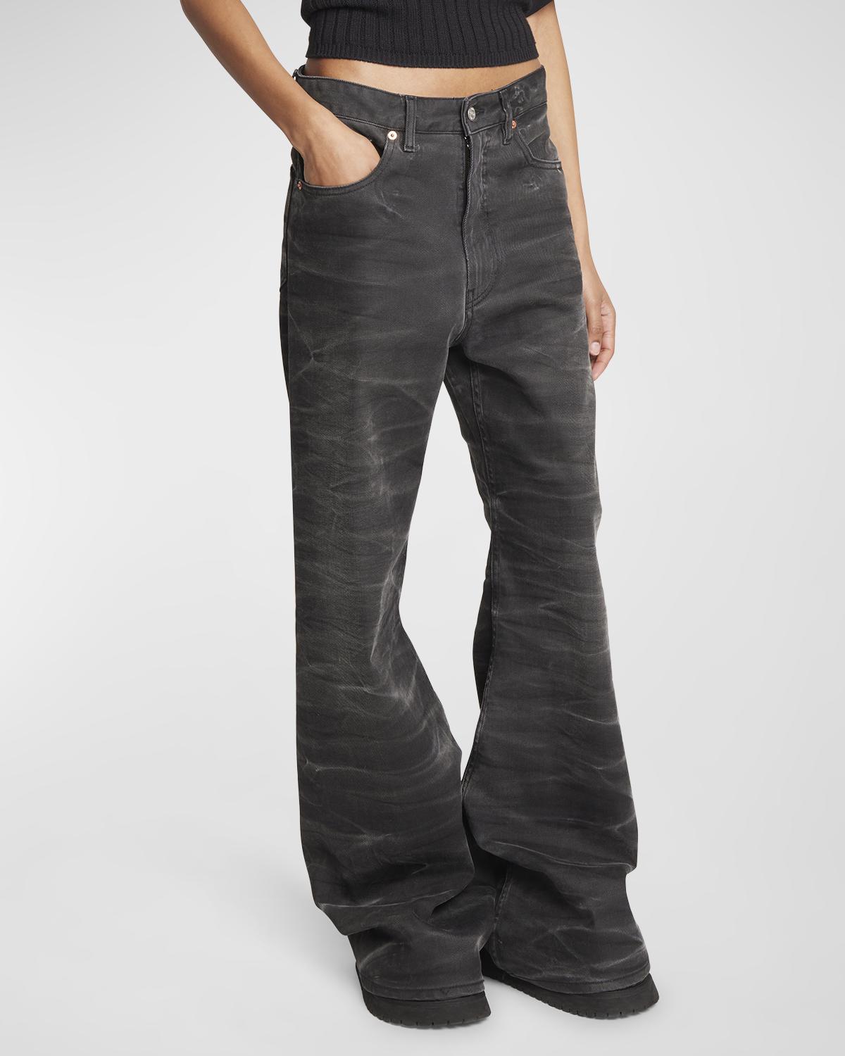 FRAME Le Palazzo Wide-Leg Exposed Button Jeans | Neiman Marcus