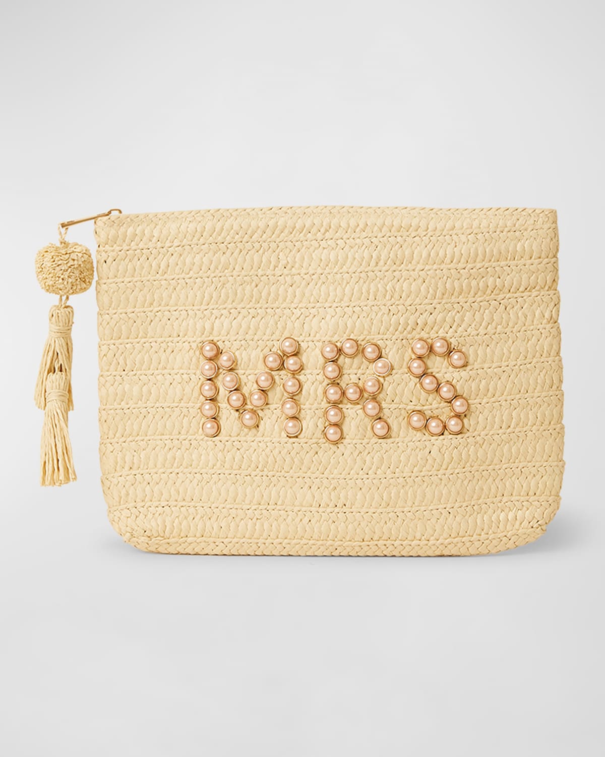 POOLSIDE Moroc Studded Cage Straw Clutch Bag | Neiman Marcus