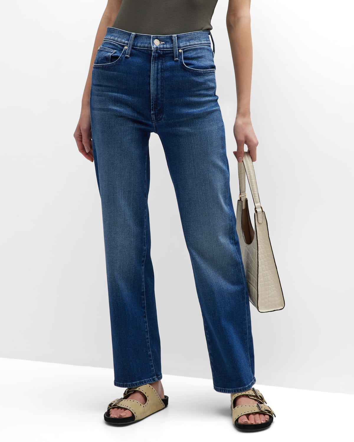 MOTHER The Rambler Zip Ankle Floral Jeans Neiman Marcus