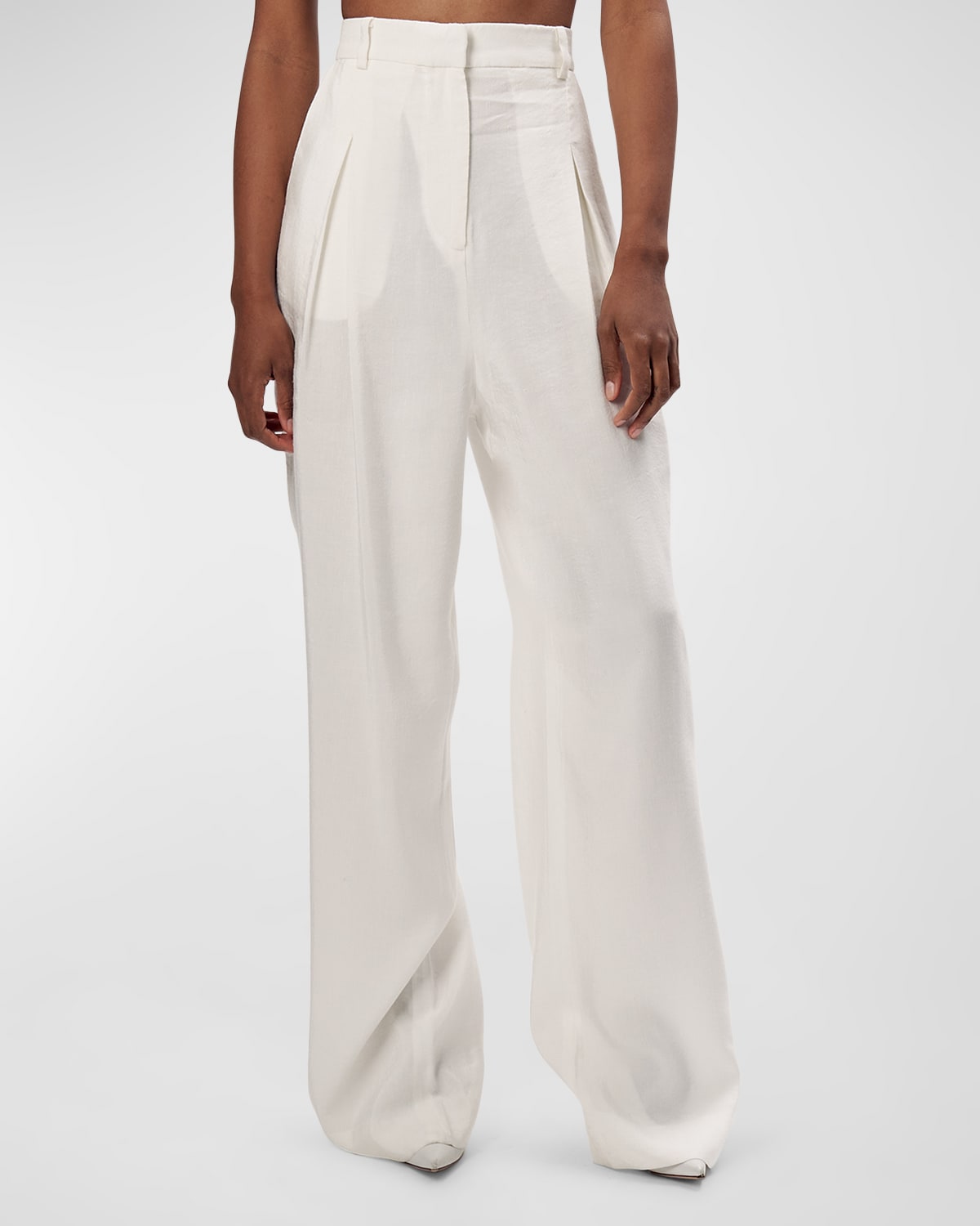 W Slab Chambray Tuck Pants