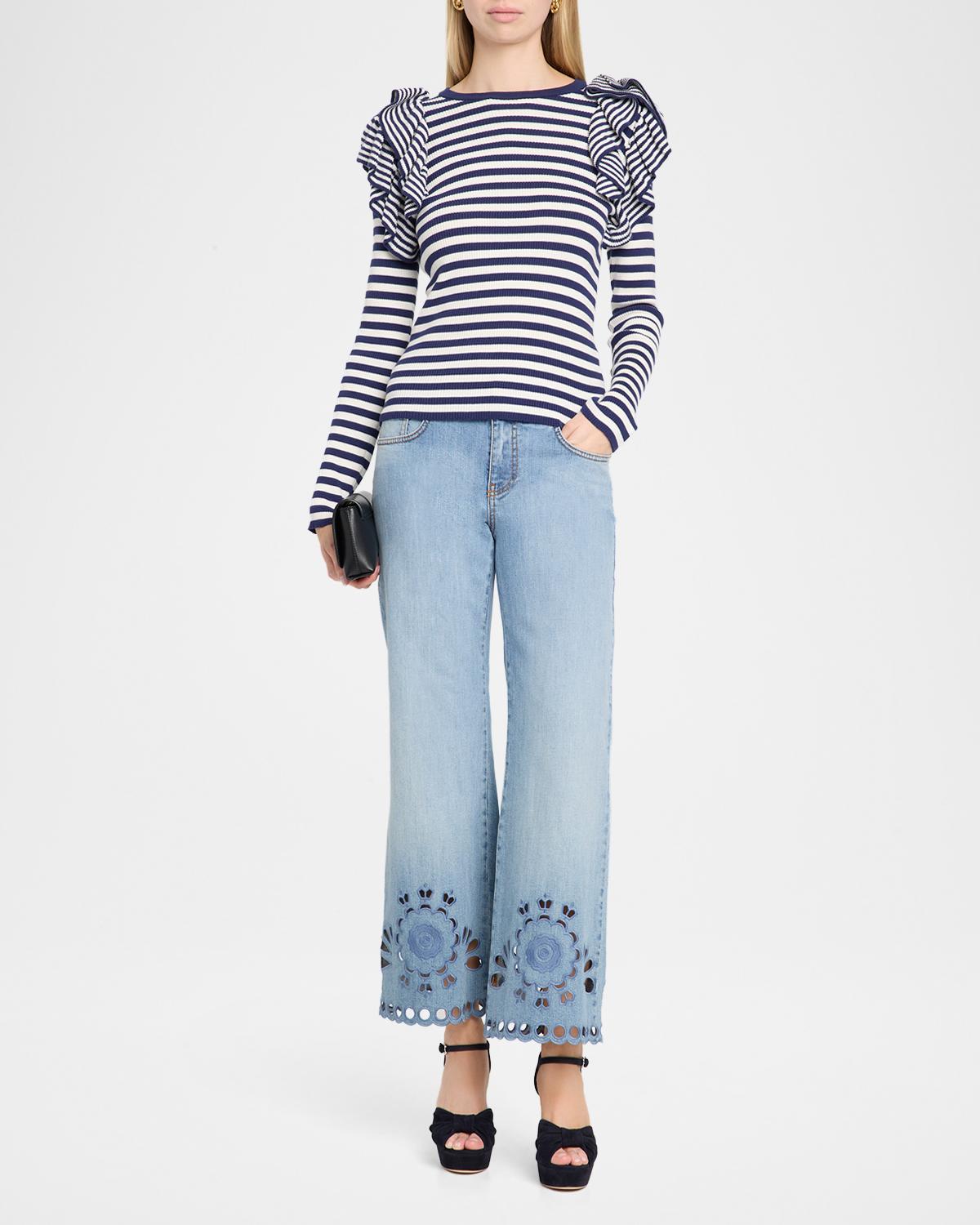 Wide-Leg Cutout Denim Pants - thumbnail 2