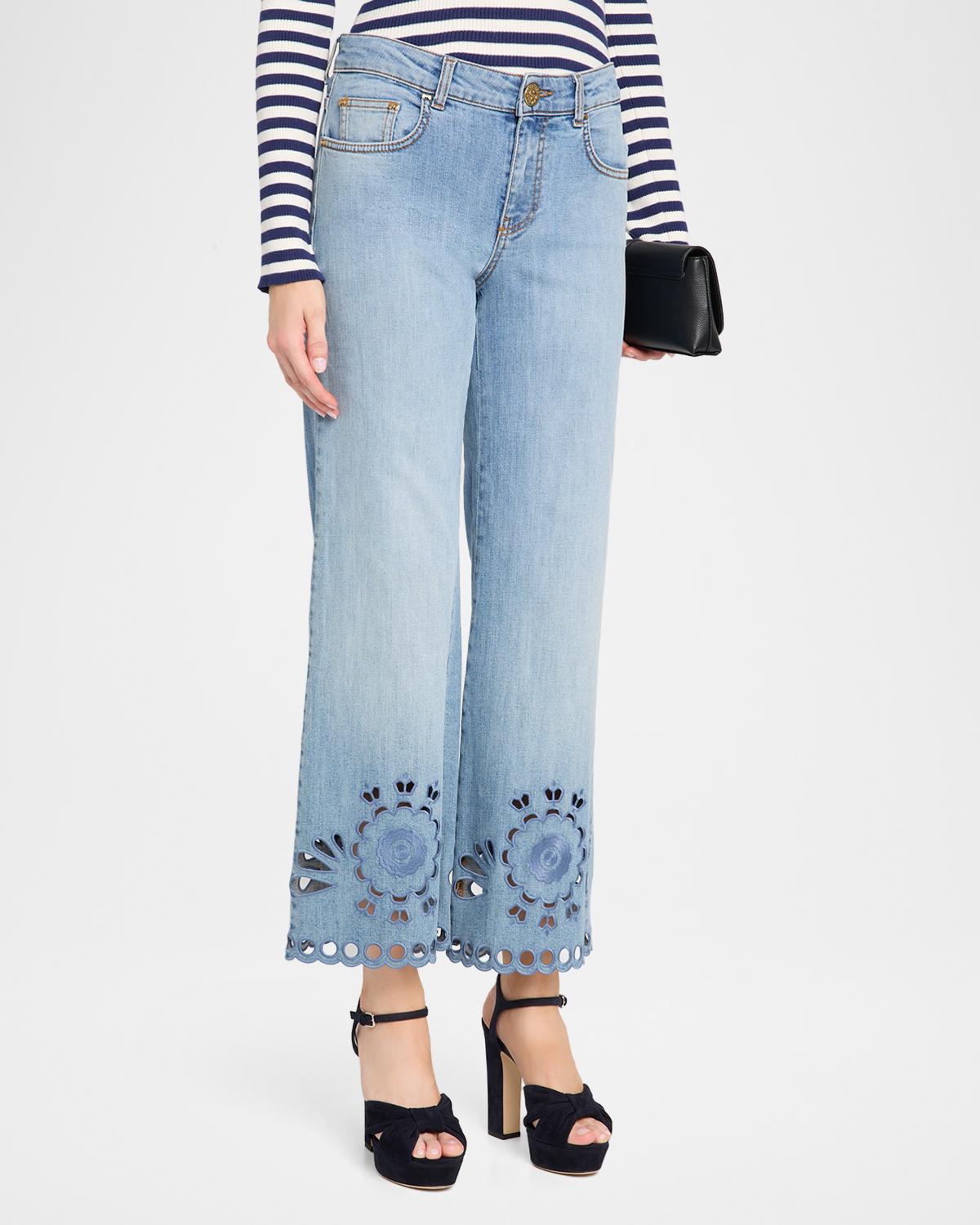 Wide-Leg Cutout Denim Pants - thumbnail 4