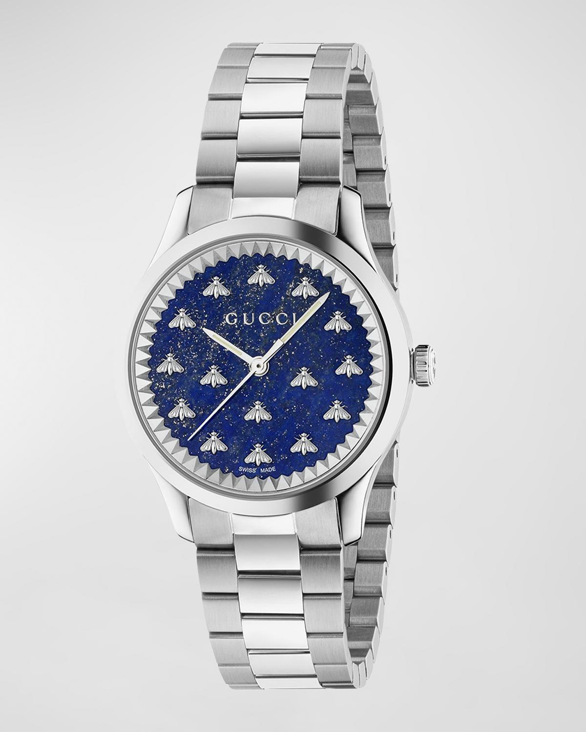 Gucci Signature Bee Automatic Bracelet Watch with Blue Lapis Dial