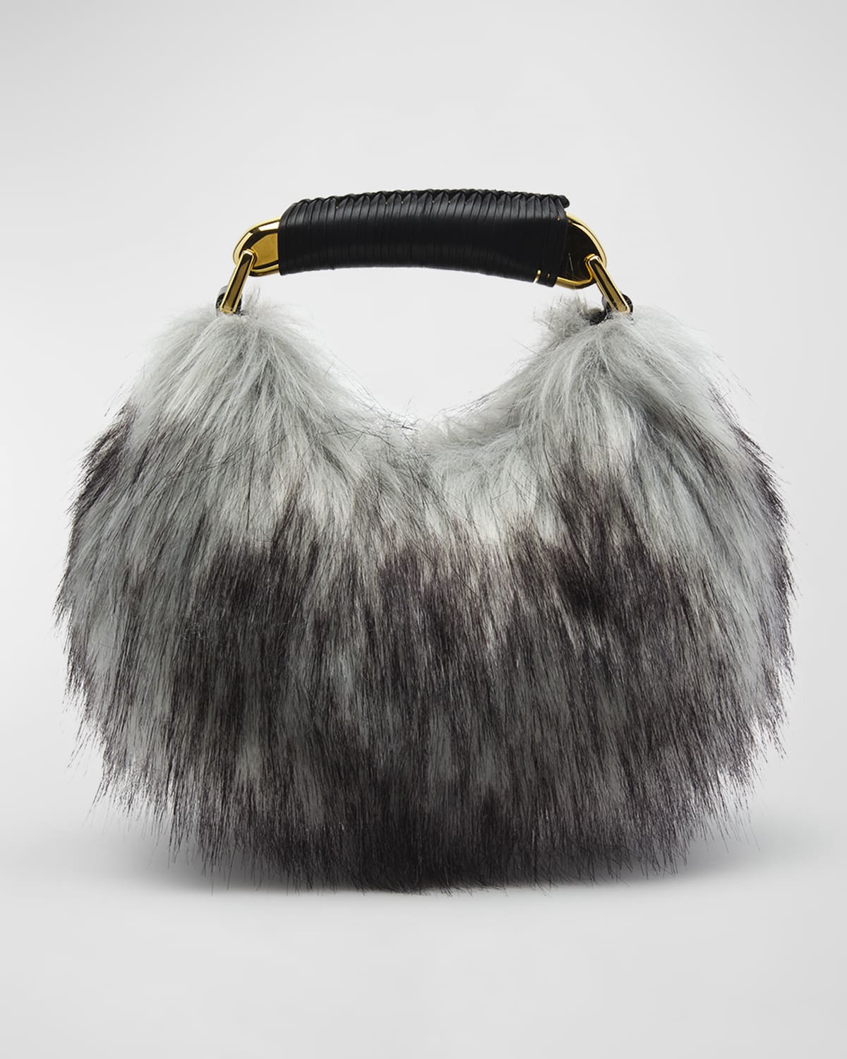 Lamarque Alix Mini Faux Fur Hobo Bag- Bone main image 0