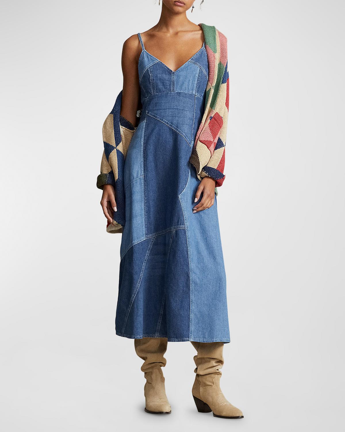 Polo Ralph Lauren Denim Patchwork Sleeveless Dress