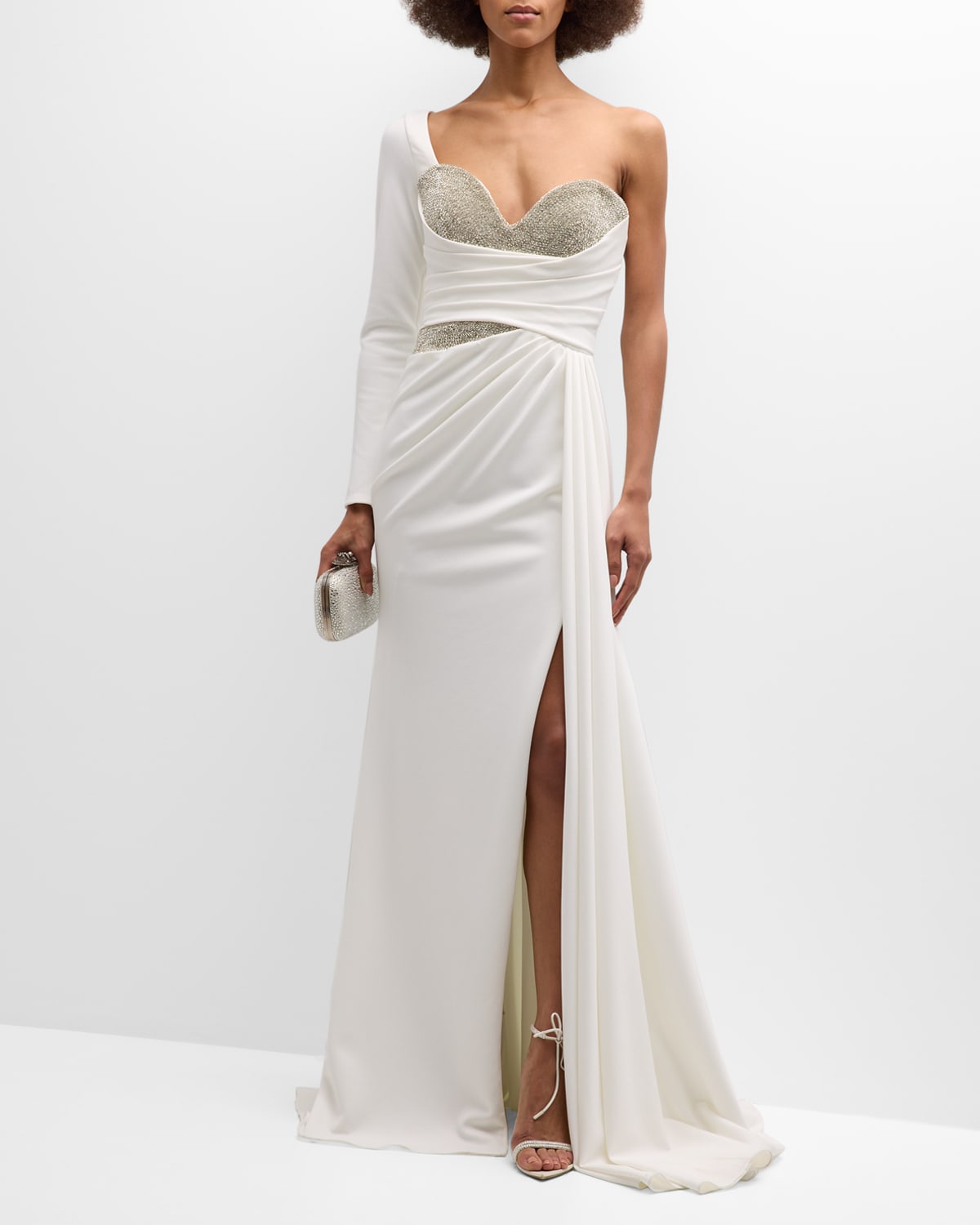 LOOK 753 PEARL AND RHINESTONE GOWN