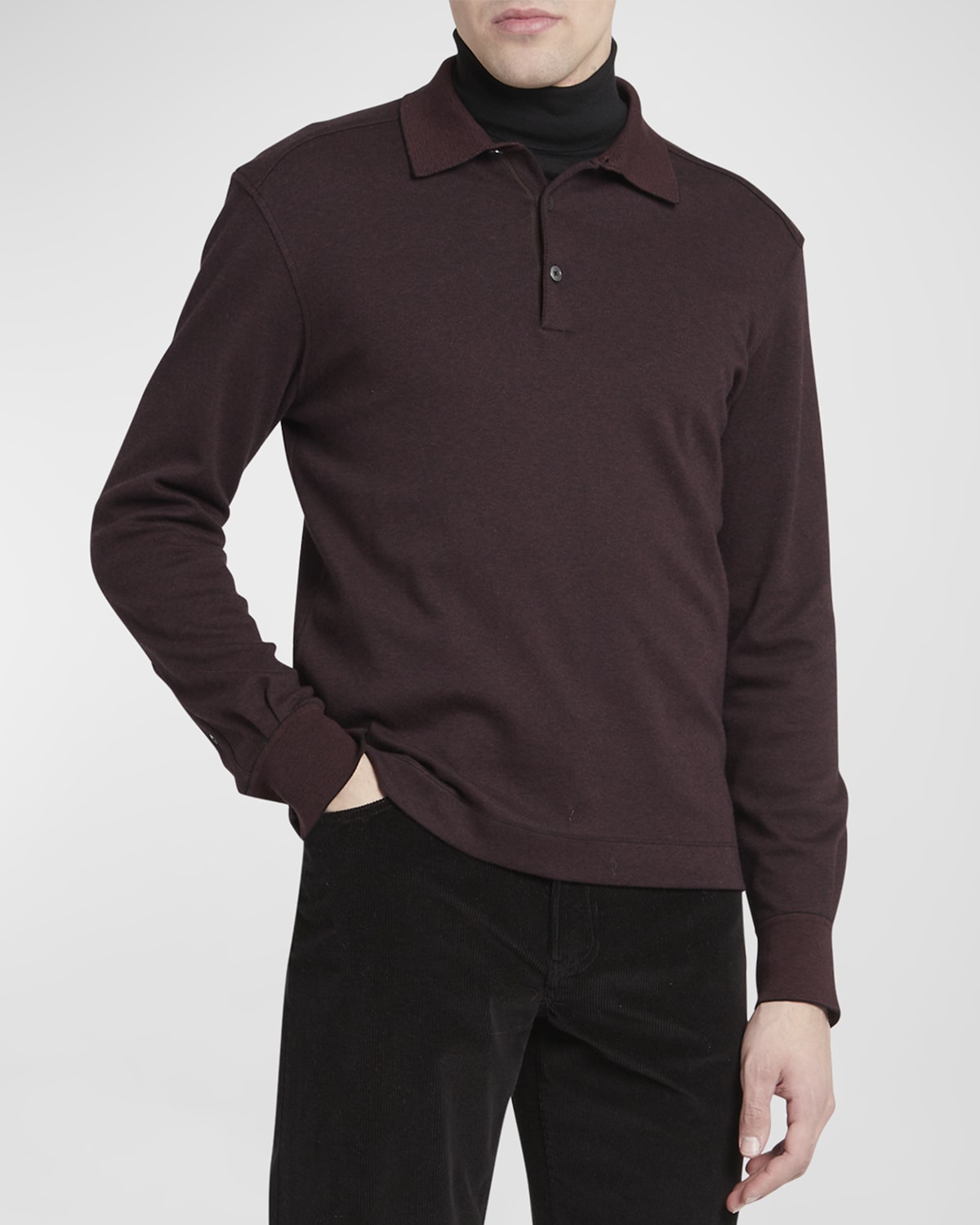 ZEGNA Men's Cotton Jacquard Polo Shirt | Neiman Marcus