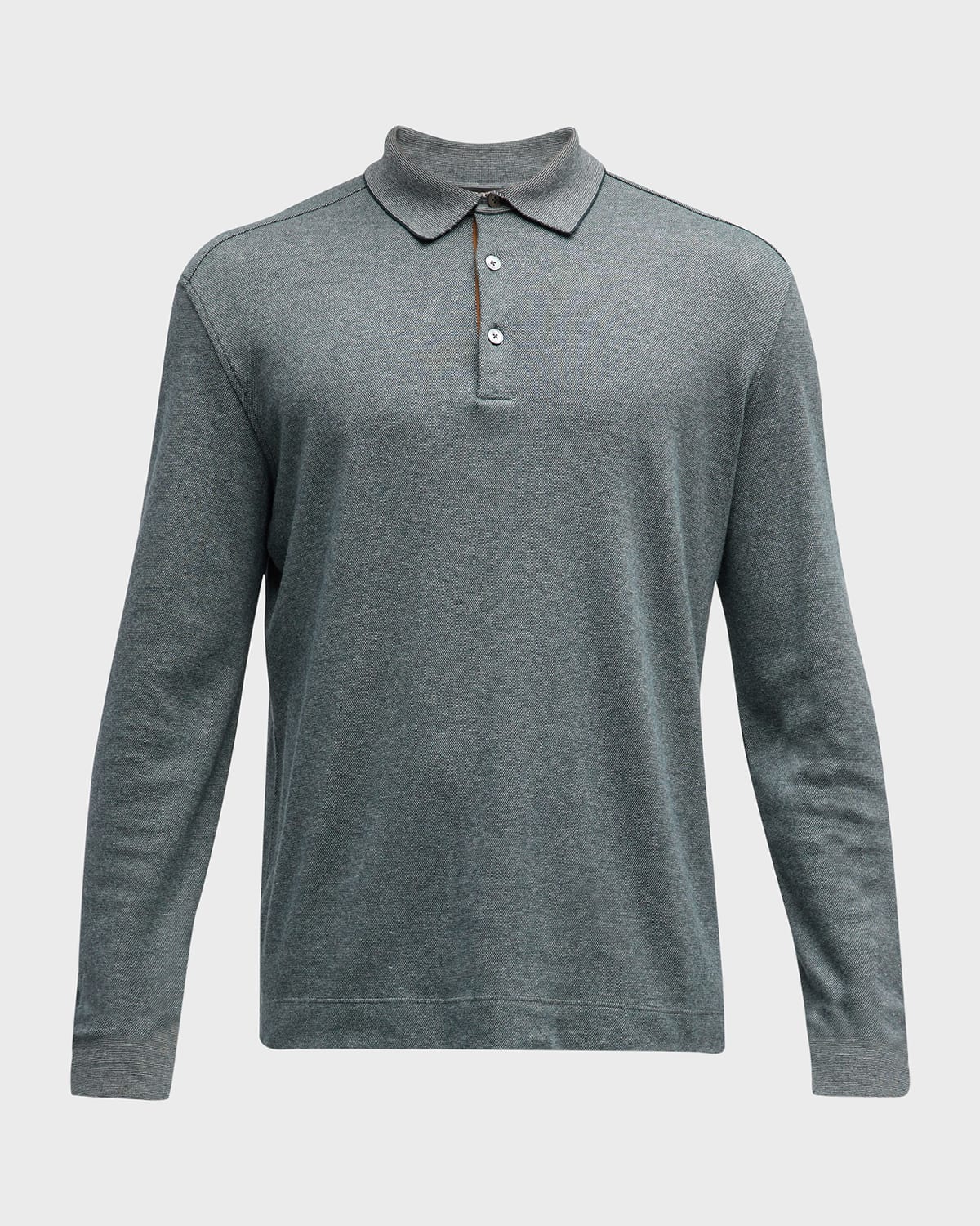 Zegna Men's Polo in Cotone Seta Blue main image 1