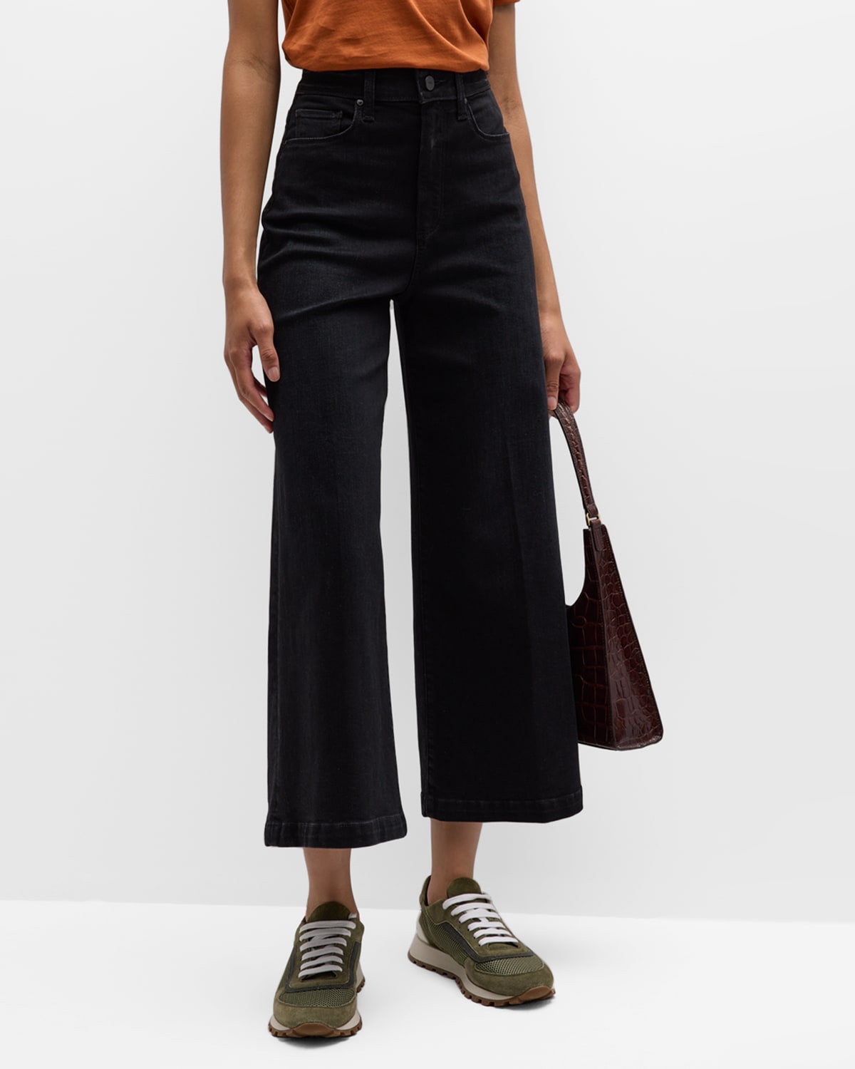 FRAME Le Palazzo Wide-Leg Exposed Button Jeans | Neiman Marcus