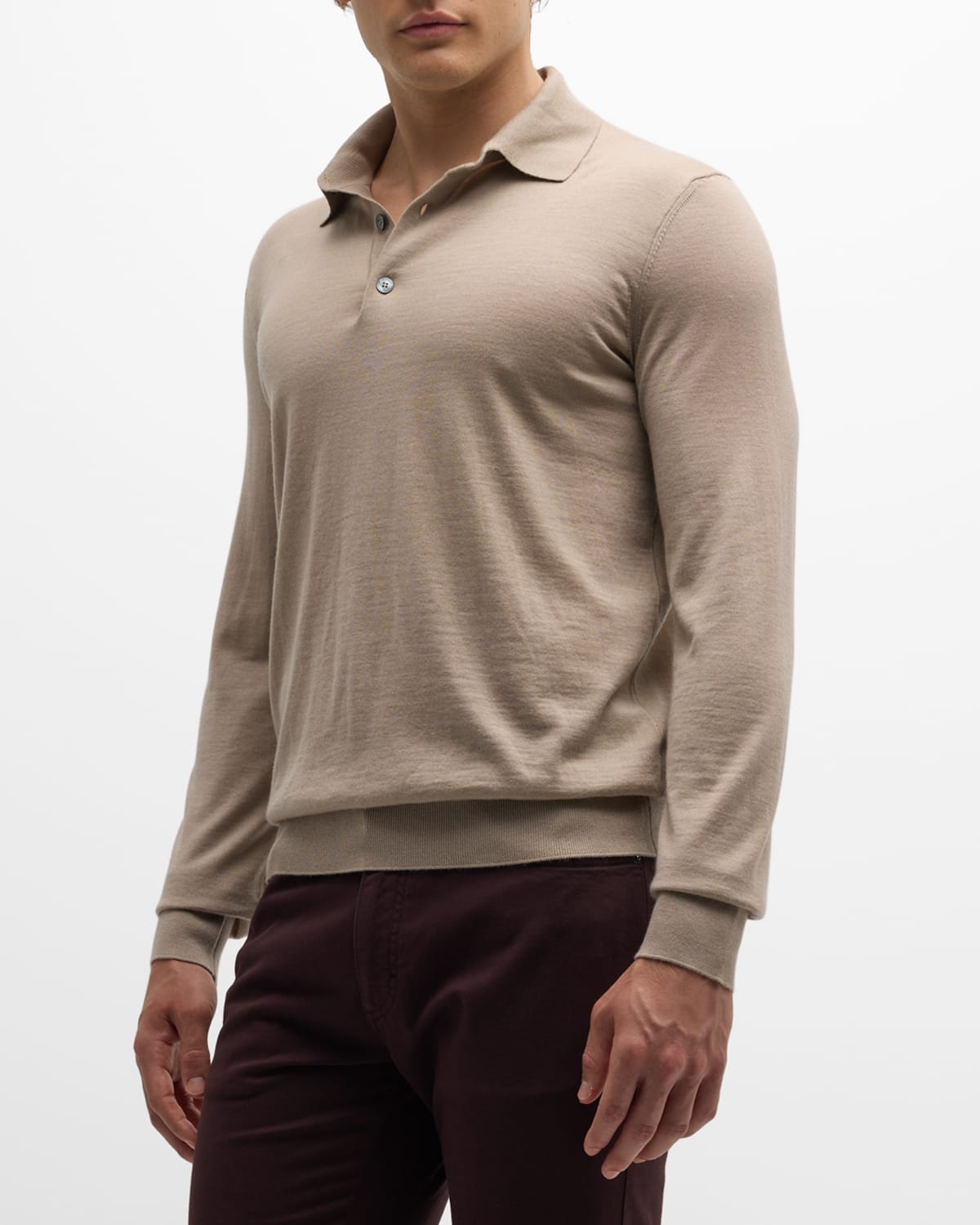ZEGNA Men's Cashmere-Silk Polo Sweater | Neiman Marcus