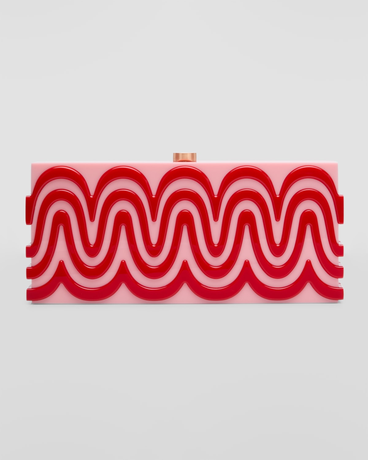 Clear Acrylic Evening Clutch Bag - V-Design With Double Chains For Parties & Weddings