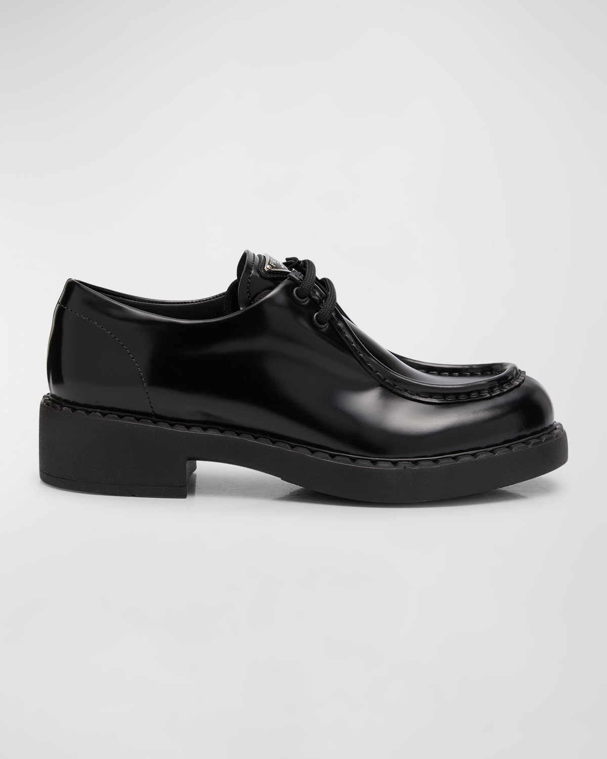 Prada Leather Triangle Logo Loafers Neiman Marcus