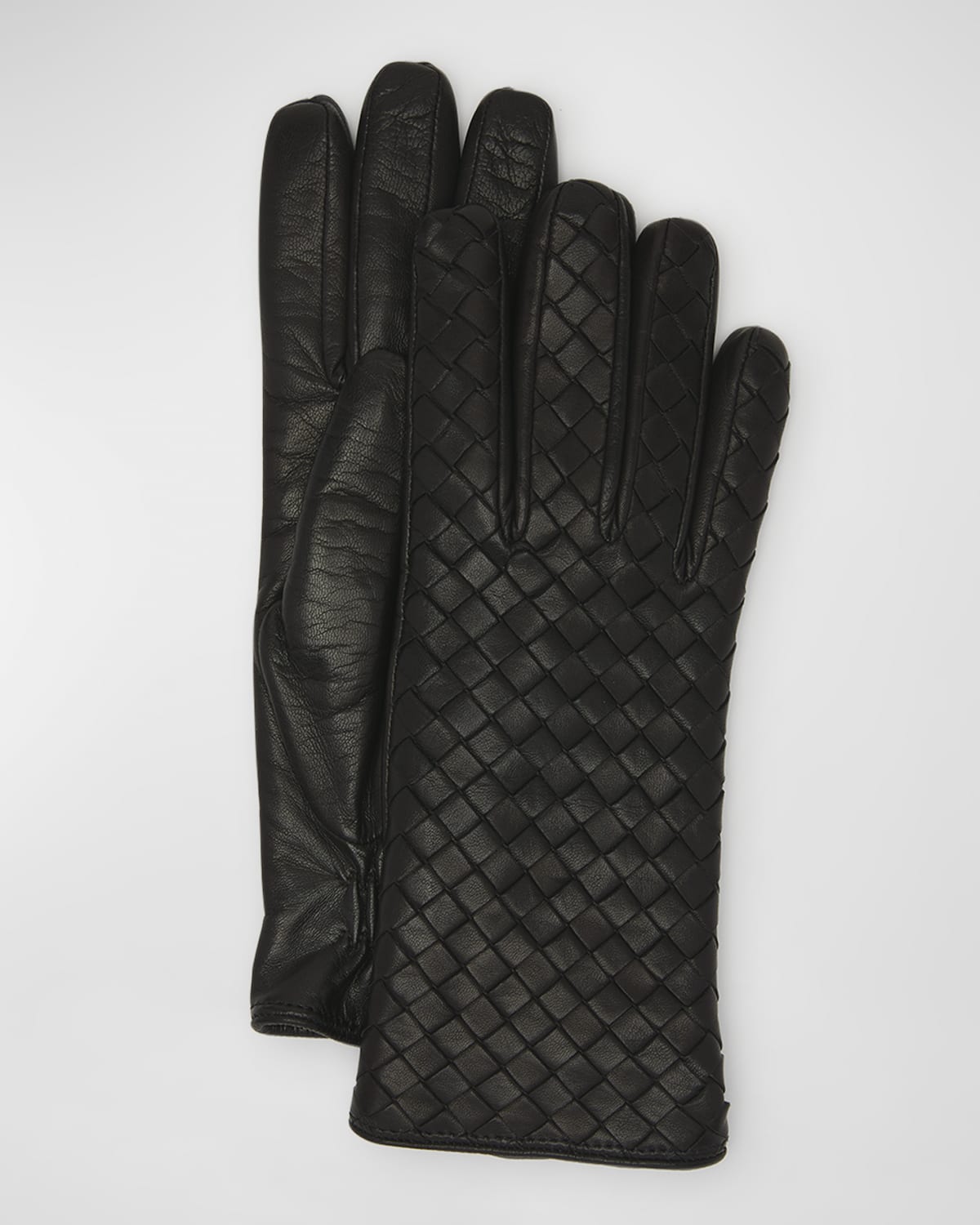 Portolano Croc-Embossed Nappa Leather & Cashmere Gloves | Neiman Marcus