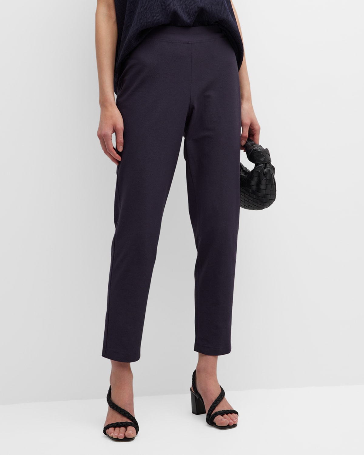 Eileen Fisher Petite Cropped Wide-Leg Crepe Pants | Neiman Marcus