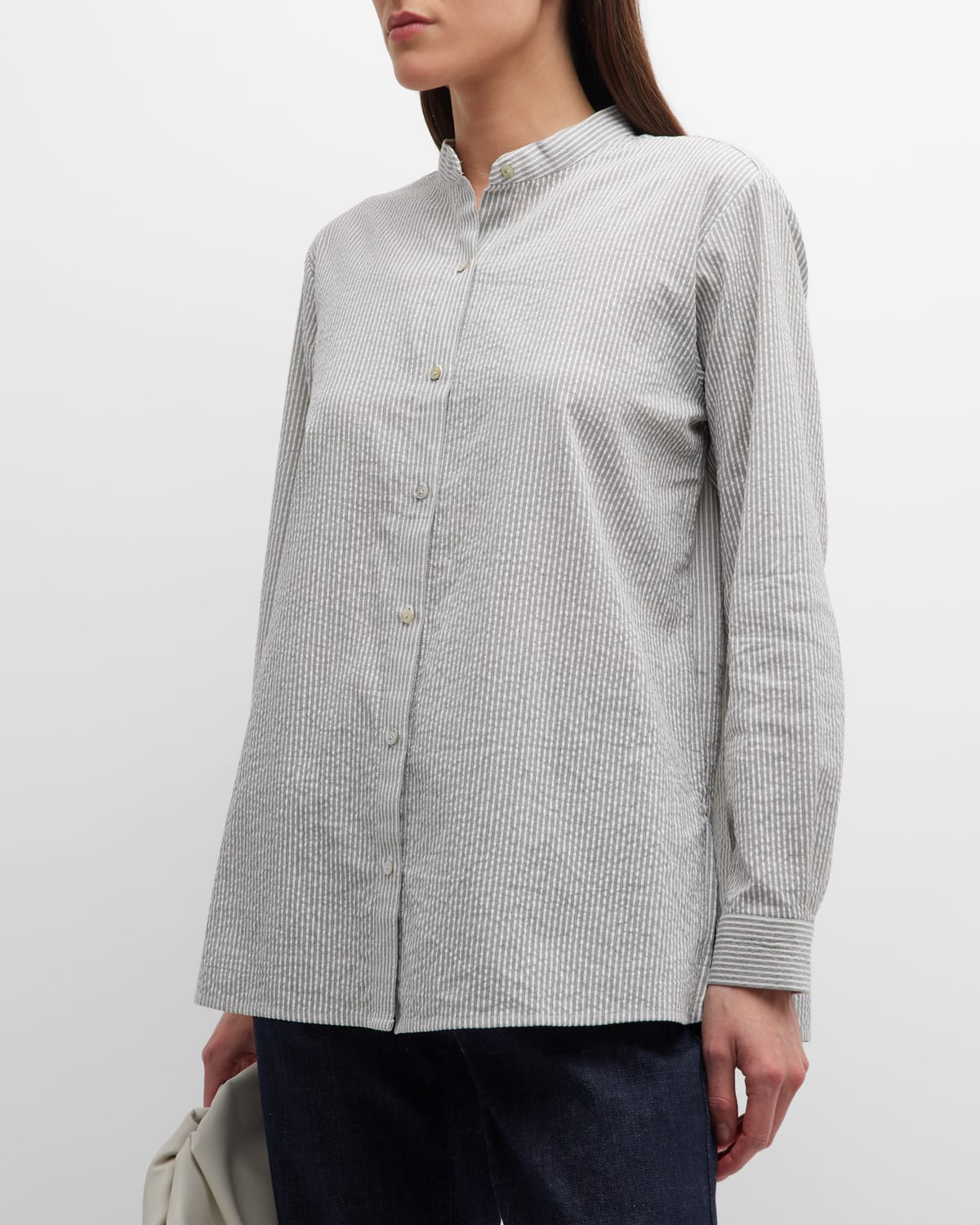 Textured Side Slit Button Down Shirt