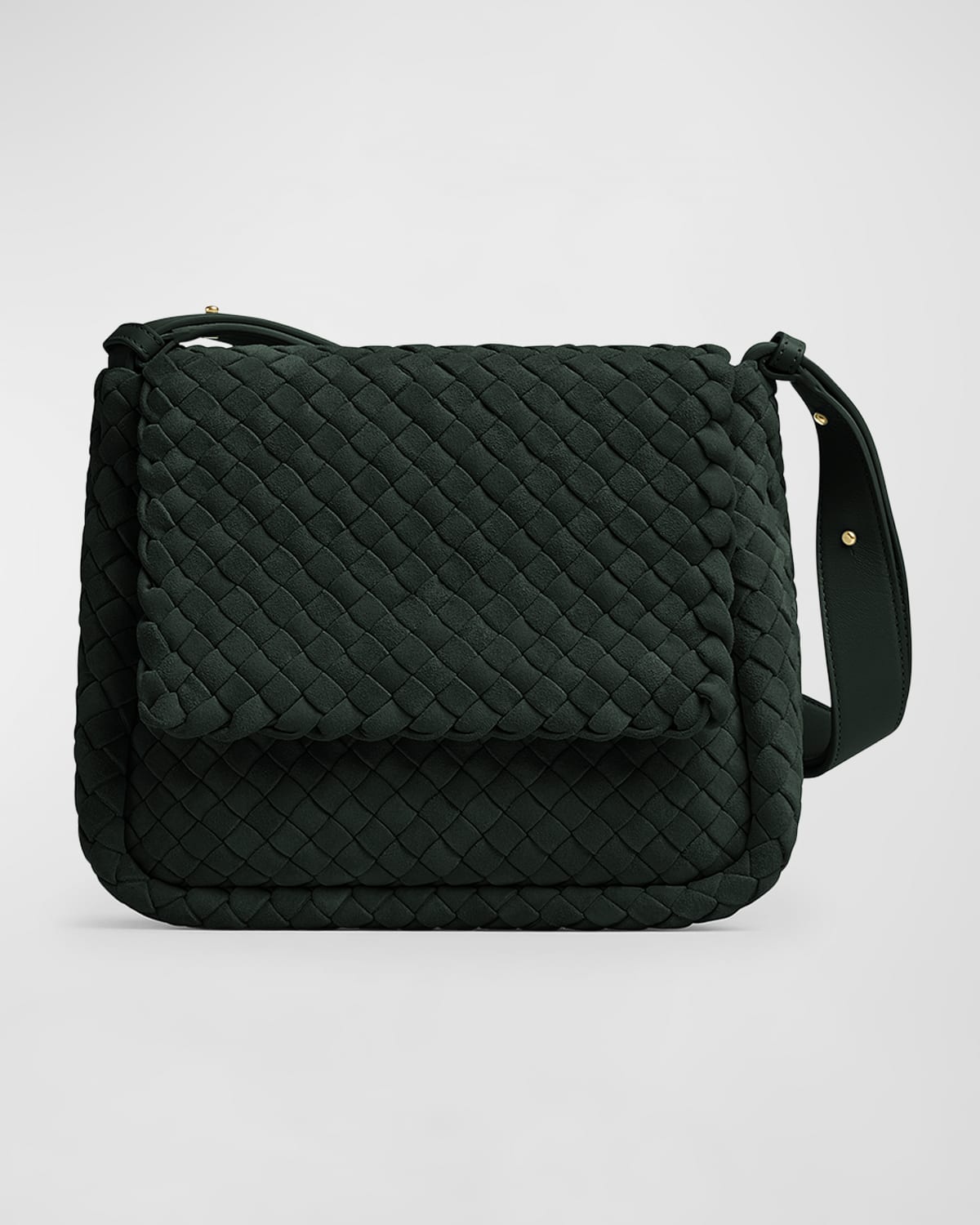 Bottega Veneta Loop Knot Woven Leather Crossbody Bag in Green