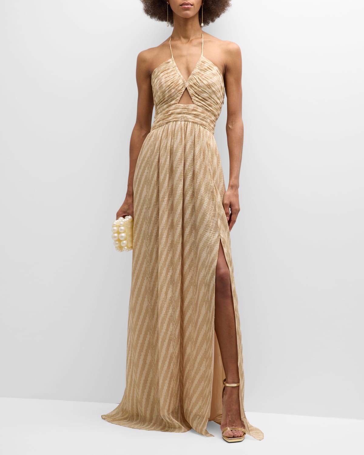 lemlem Palm Leaf Cutout Halter Maxi Dress | Neiman Marcus