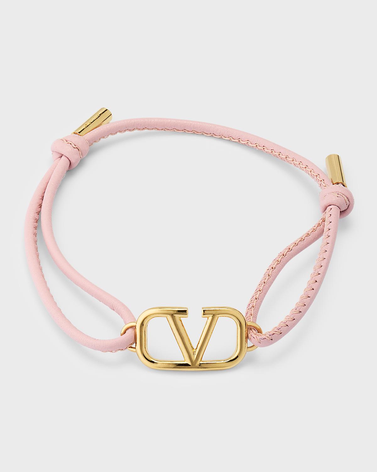 Valentino Garavani V-Logo Leather Bracelet | Neiman Marcus