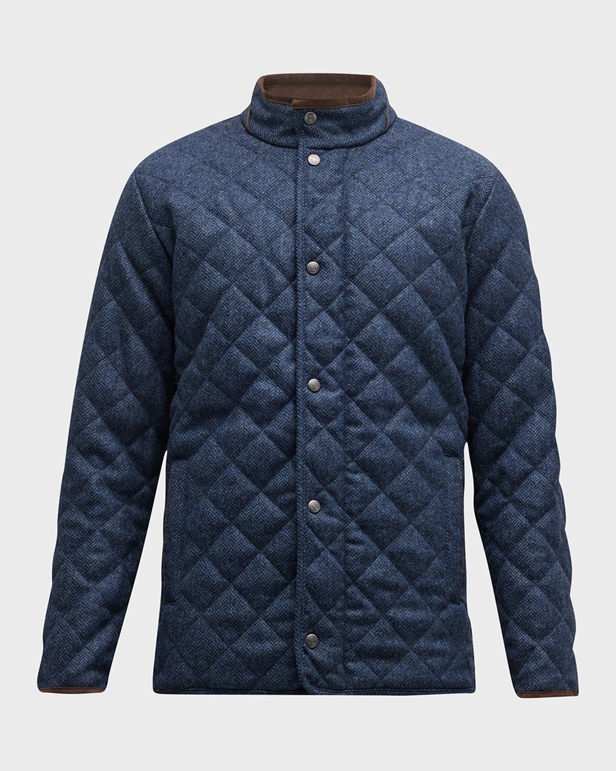 Peter Millar Men's Suede Norfolk Quilted Bomber Jacket Neiman Marcus