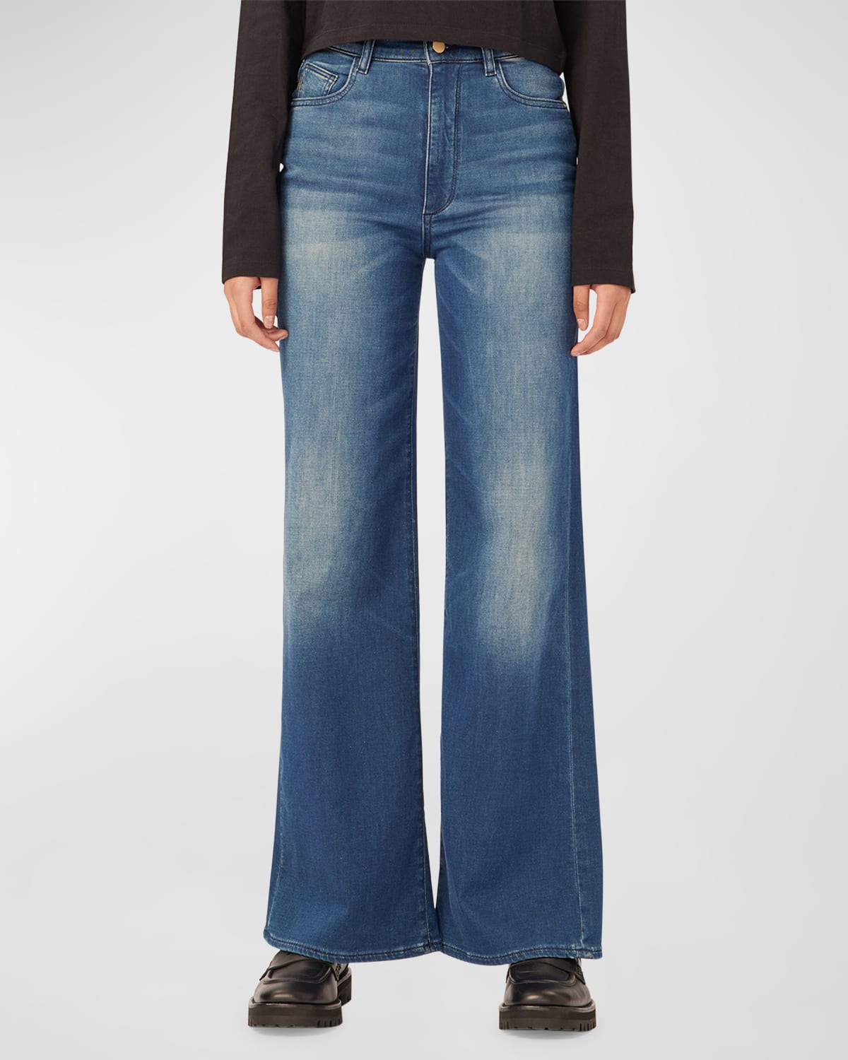 DL1961 Premium Denim Hepburn Wide-Leg Vintage Ankle Jeans | Neiman Marcus