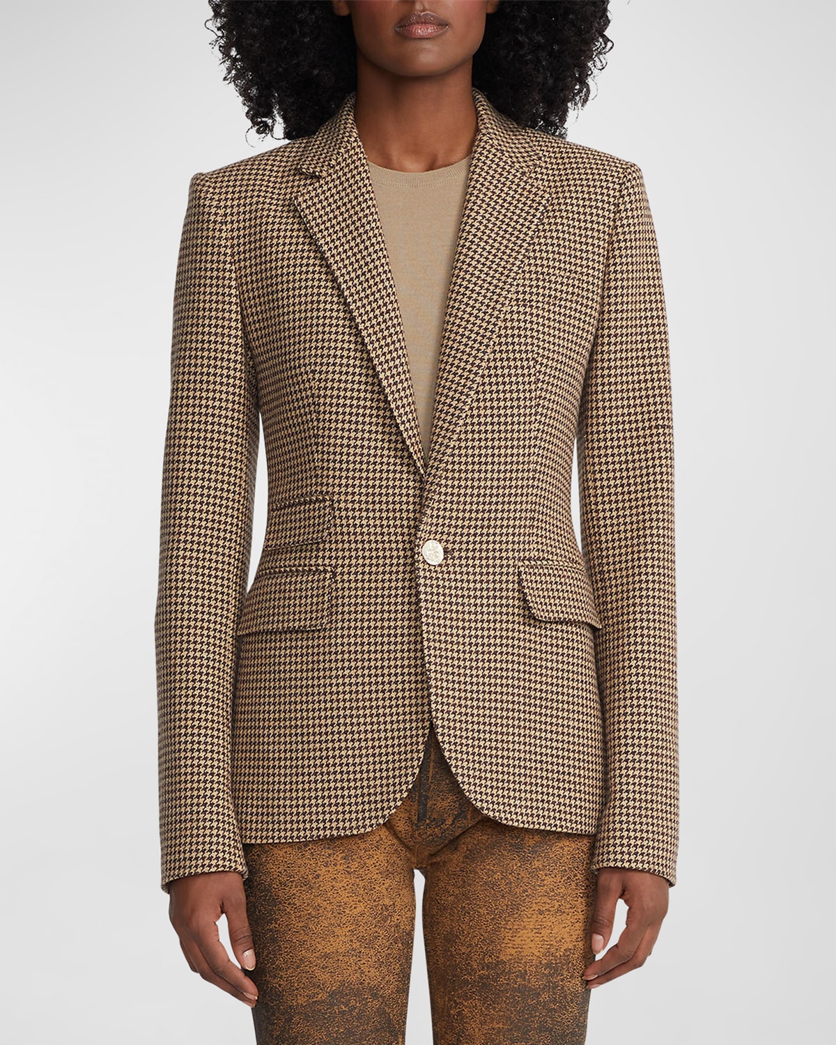 Ralph Lauren Collection Parker Leather Single-Breasted Blazer Jacket ...