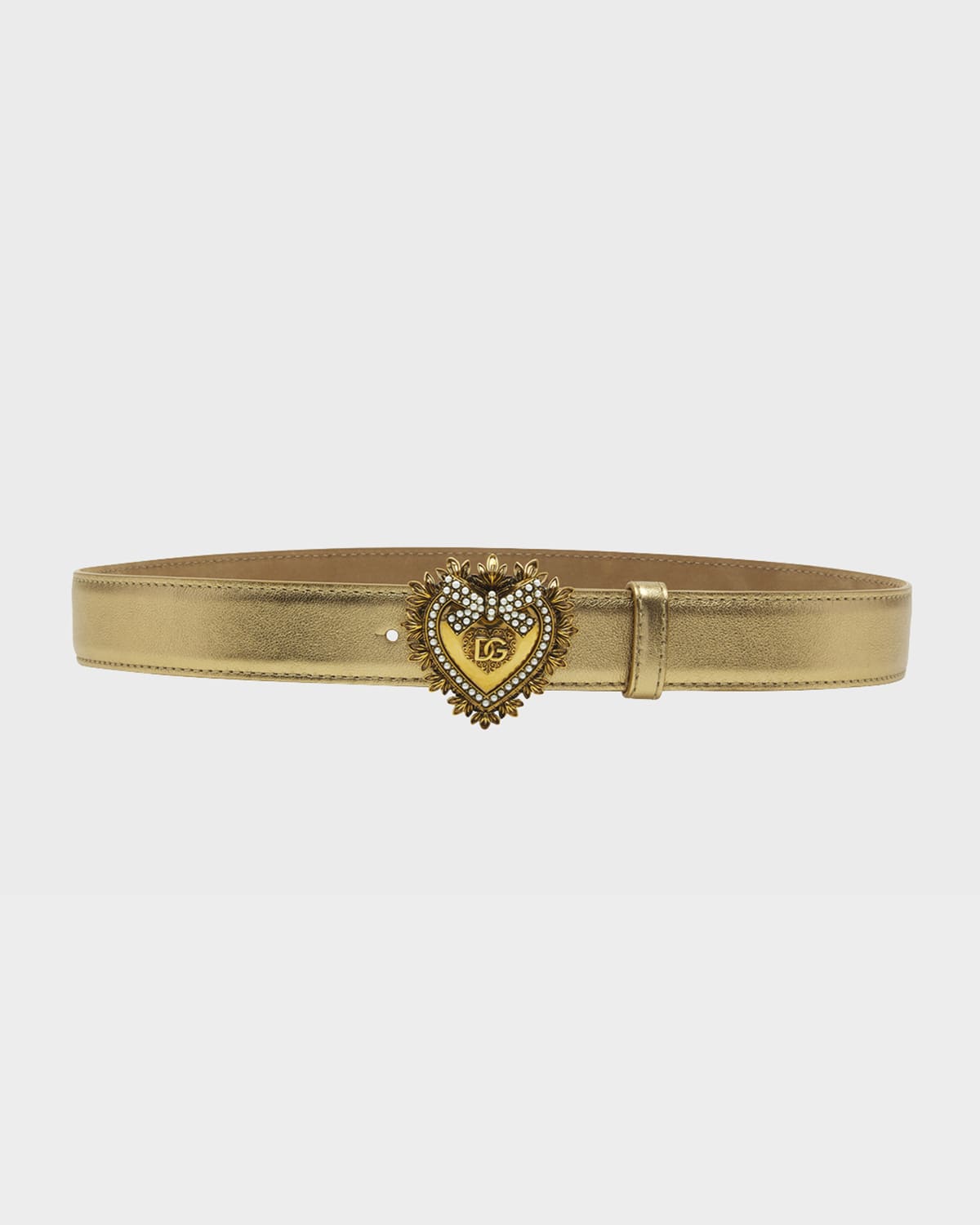 Dolce & Gabbana Red Leather Daisy Crystal Embellished Waist Belt