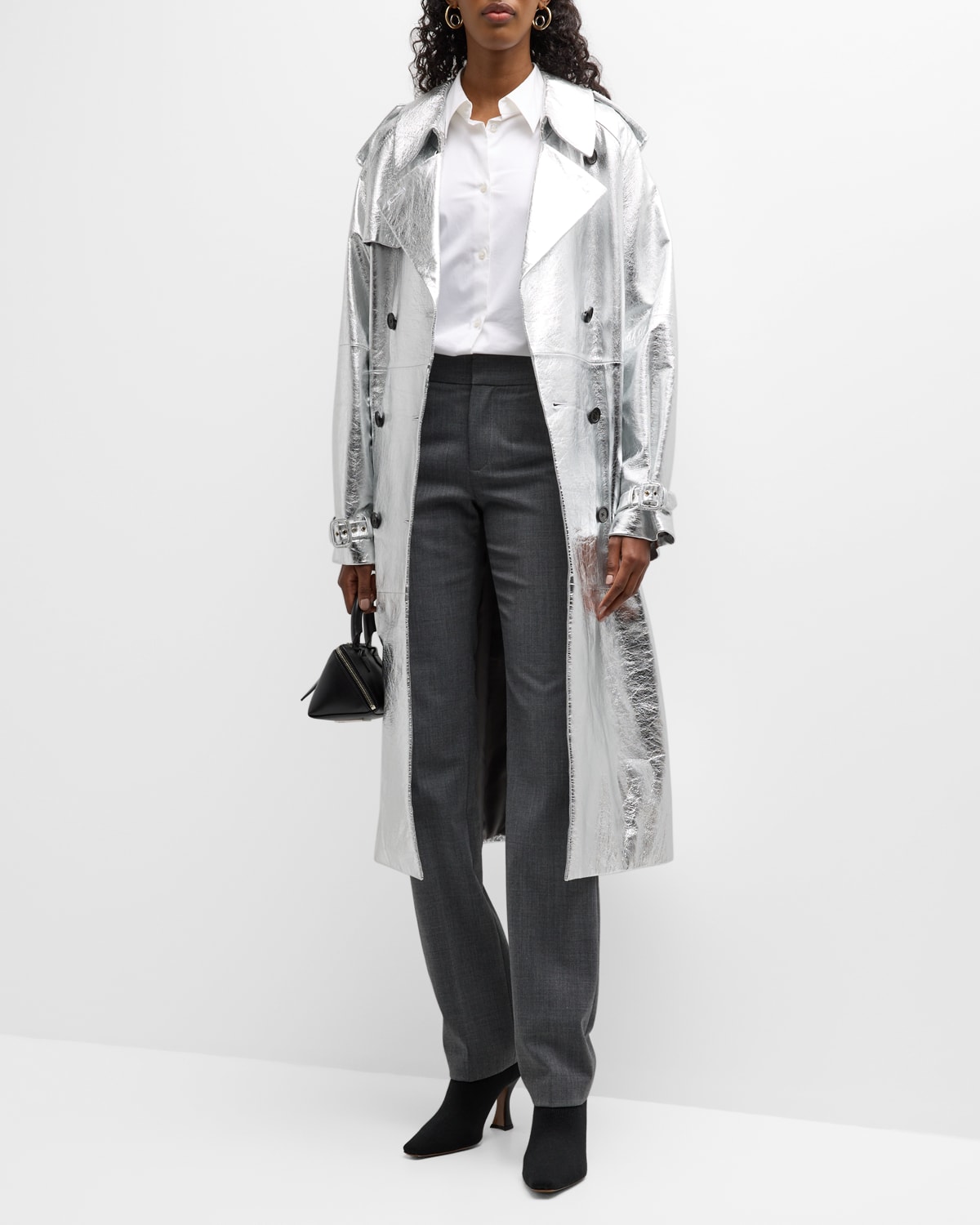 Burberry Harehope Belted Leather Trench Coat | Neiman Marcus