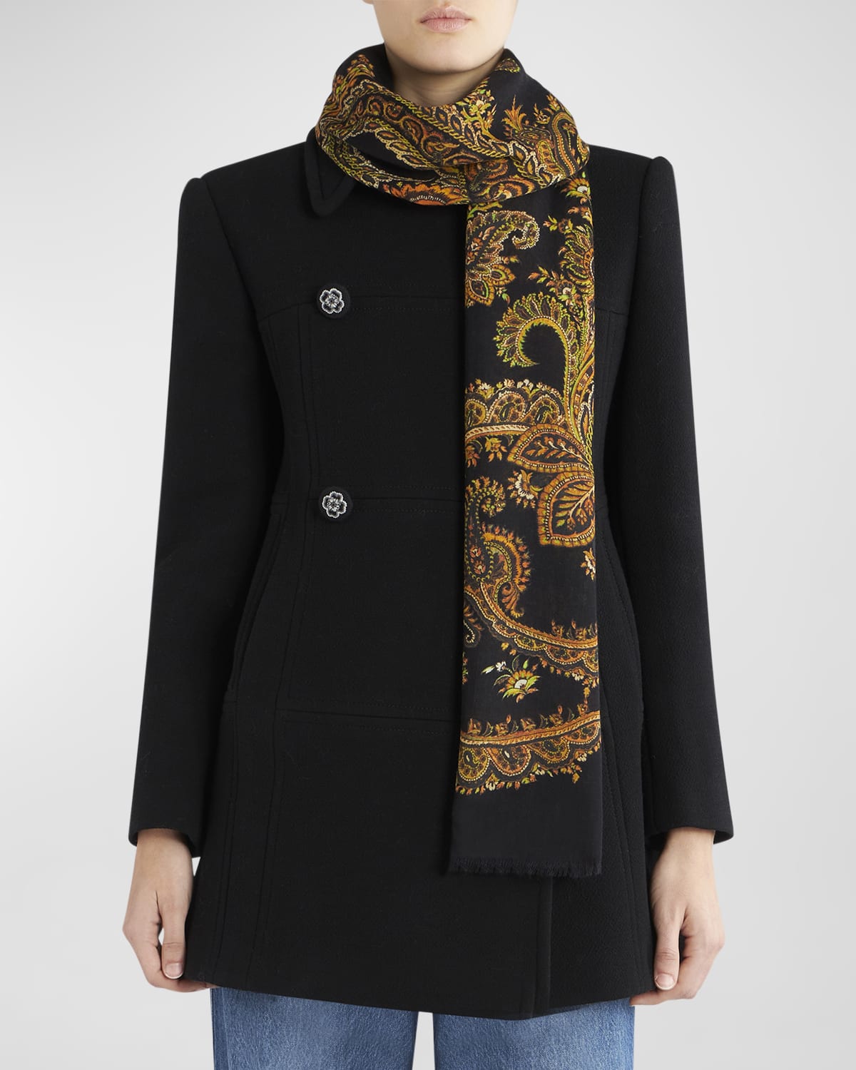 Etro Delhy Mixed-Patterned Cashmere-Silk Scarf | Neiman Marcus