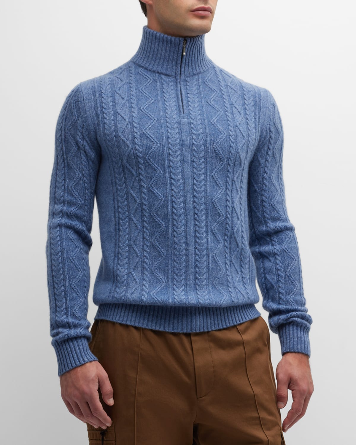 Neiman Marcus Cashmere Collection Men's Cashmere Knit Full-Zip Sweater ...