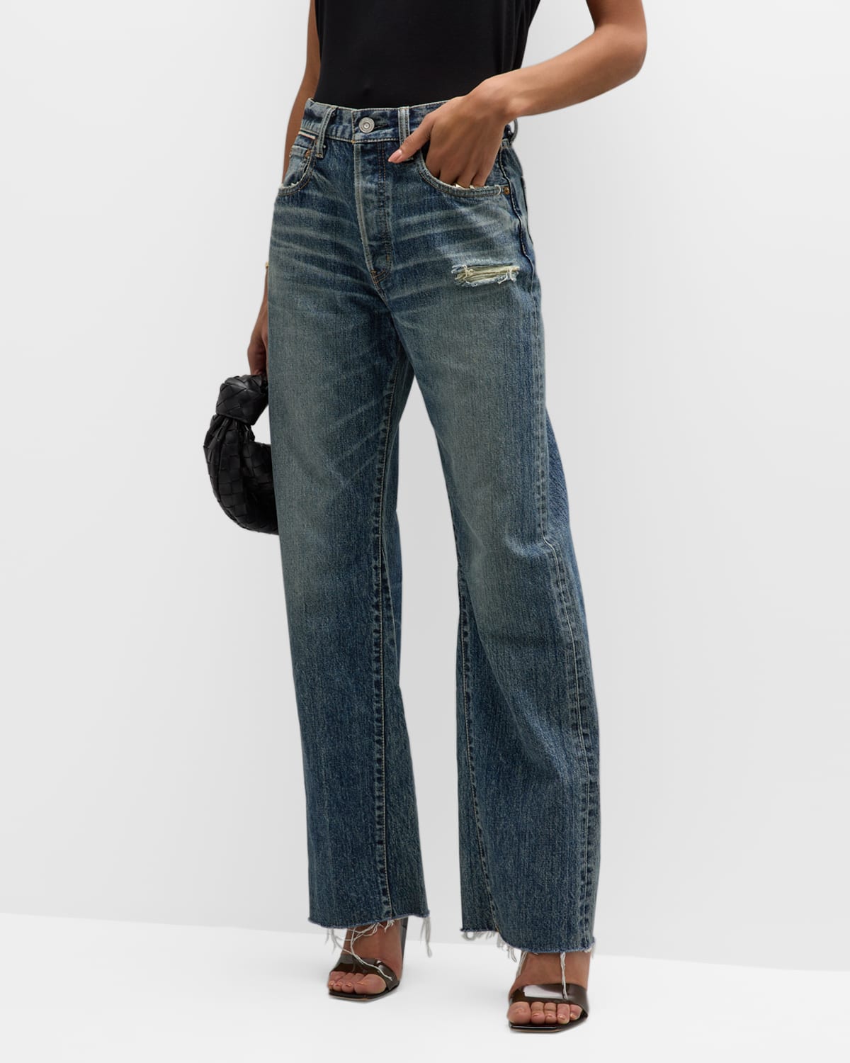 MOUSSY VINTAGE Bostonia Straight Low-Rise Split Hem Jeans | Neiman 