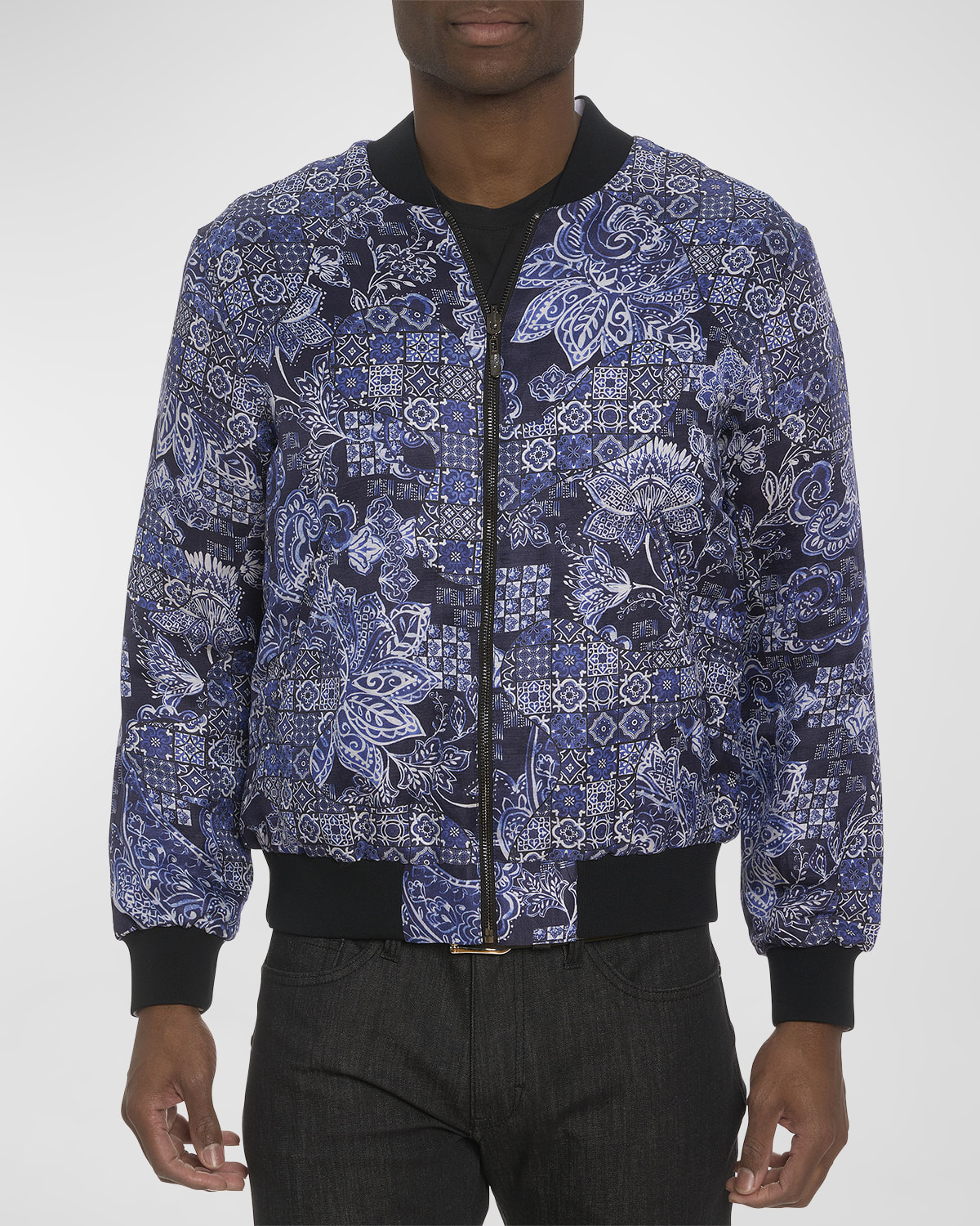 Men's Reversible Bomber Jacket - Midnight Monstera