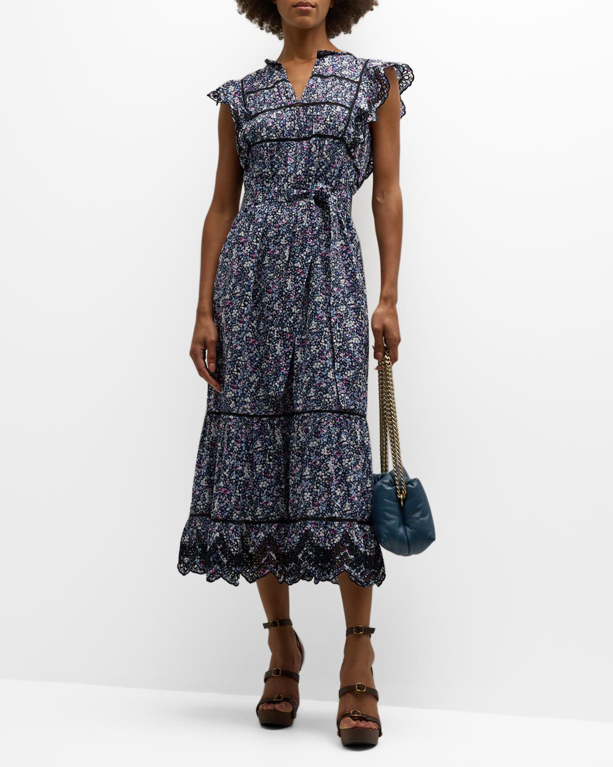 Rails Gia Eyelet-Embroidered Midi Dress | Neiman Marcus