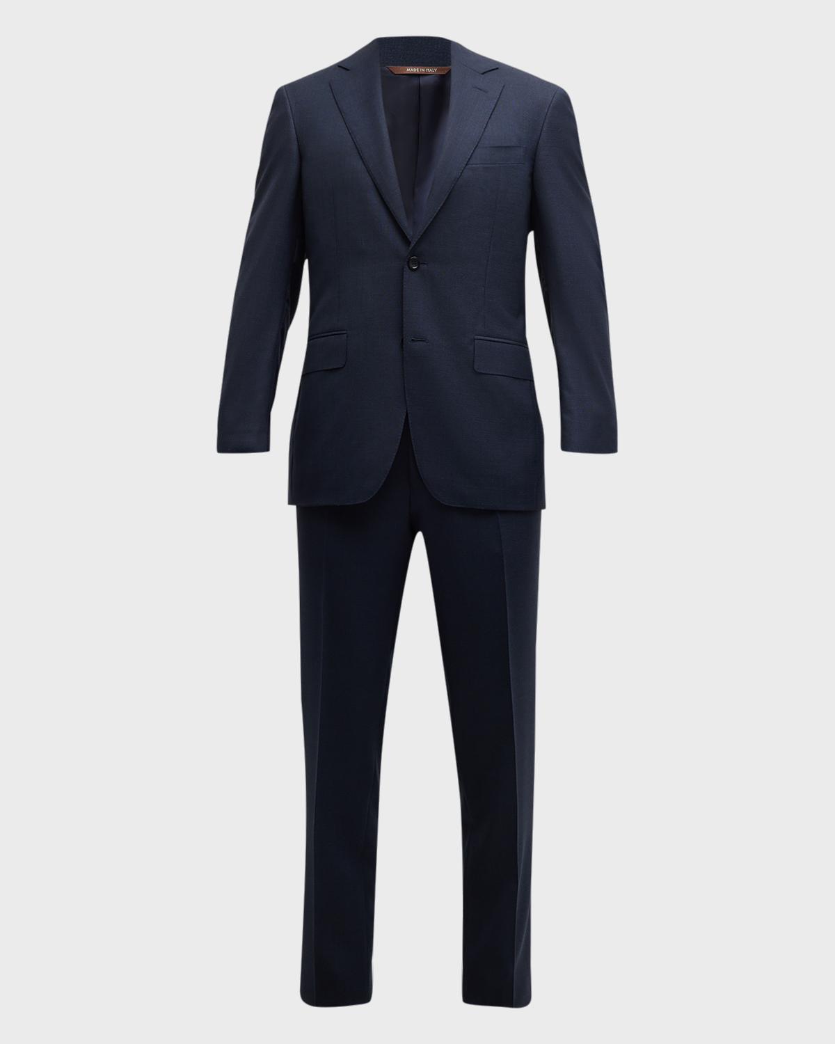 Costume Homme Canali Slim Fit En Laine à Carreaux - Taille 40 Regular - Marron Clair - Neuf Avec Étiquettes