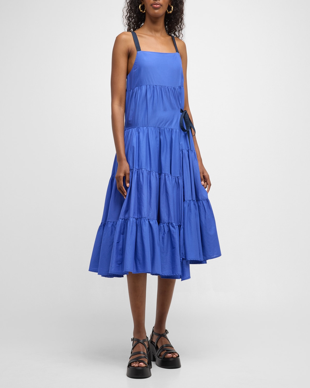 SHOSHANNA Button Down Tiered Midi Cover-up Dress