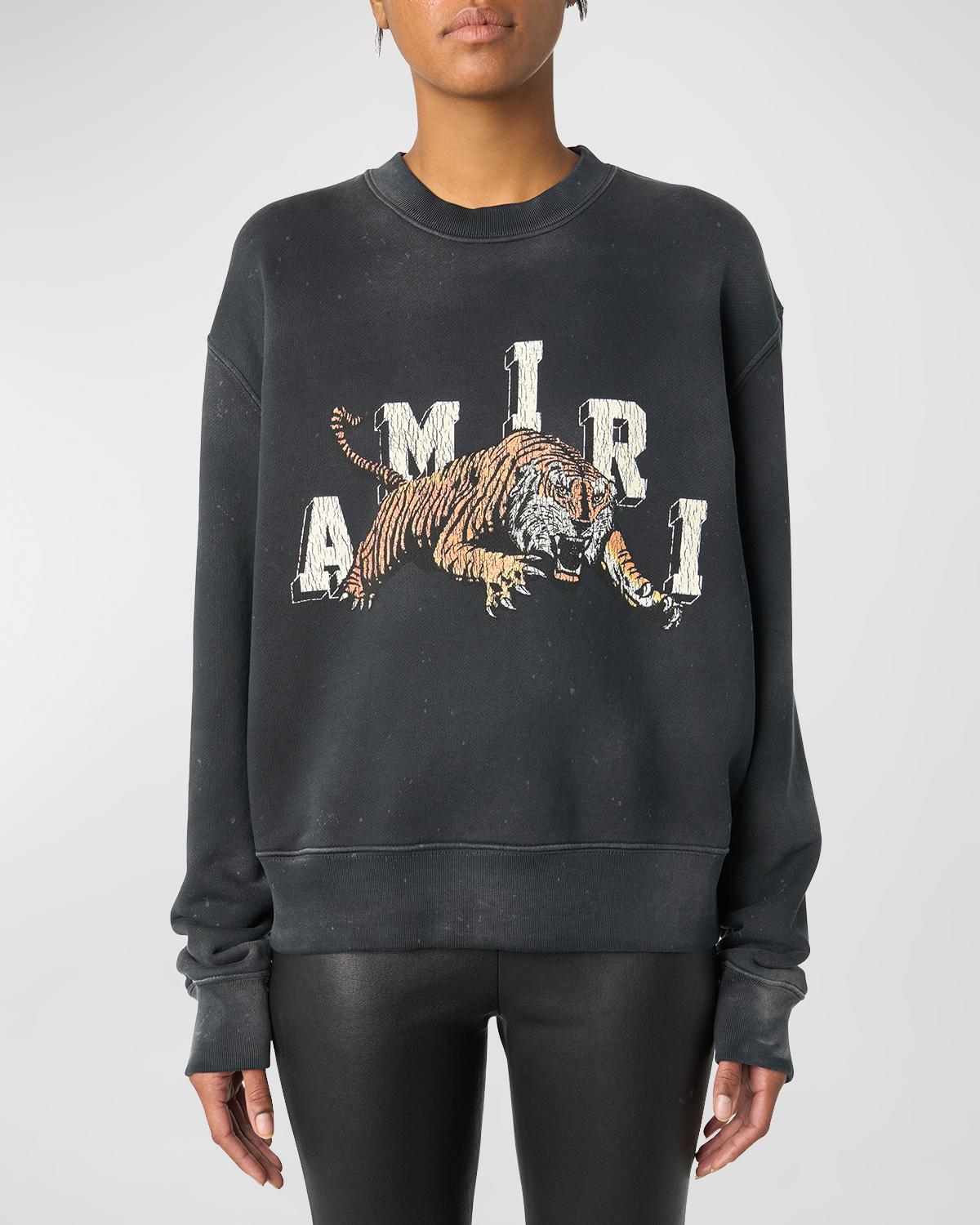 Amiri Vintage Tiger Logo Crewneck Sweatshirt | Neiman Marcus