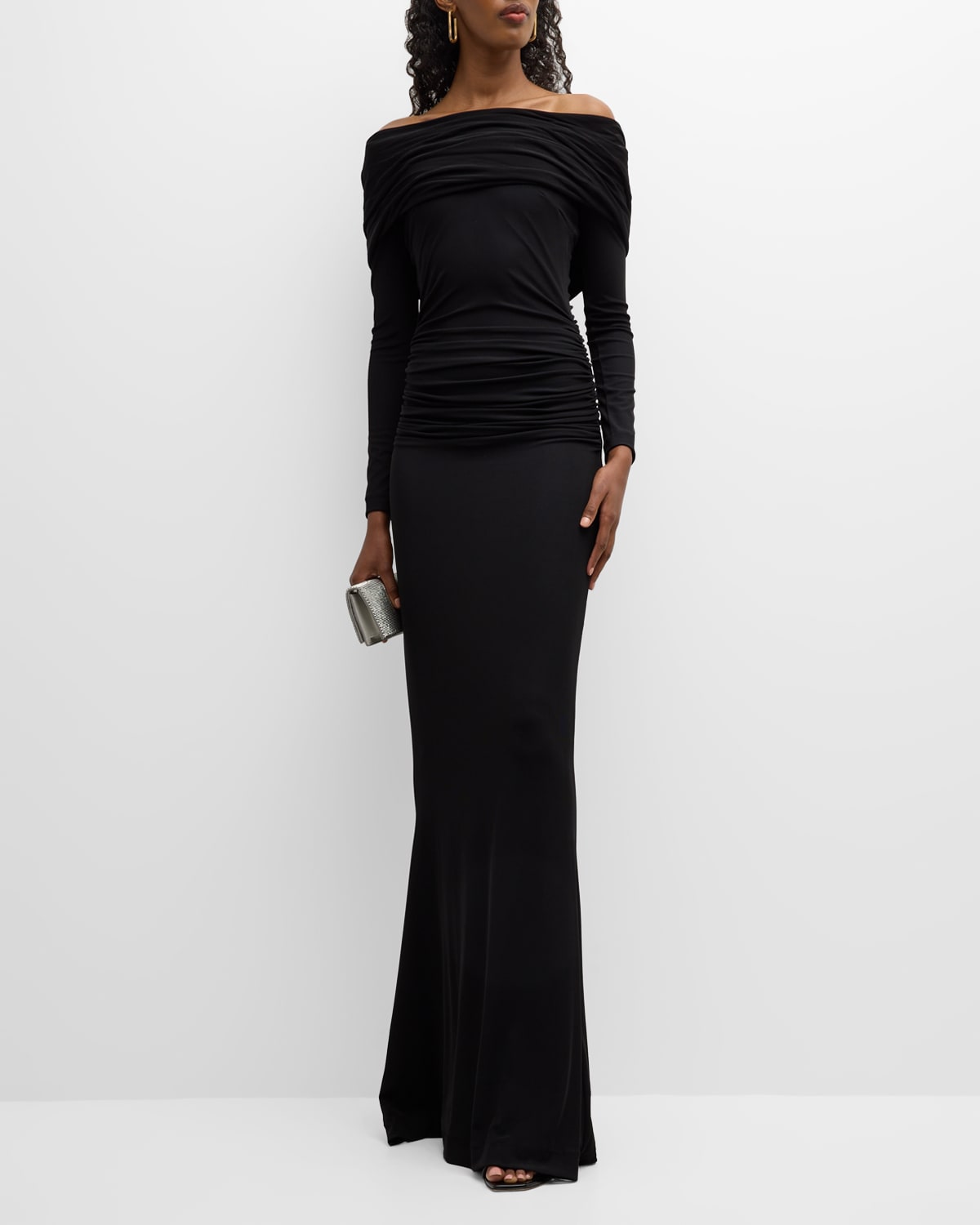 Chiara Boni La Petite Robe Ricky Off-Shoulder Two-Tone Gown | Neiman Marcus