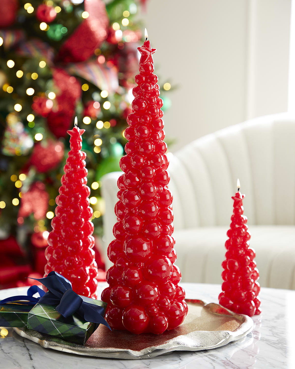Neiman Marcus Red Christmas Tree Candle, Small Neiman Marcus