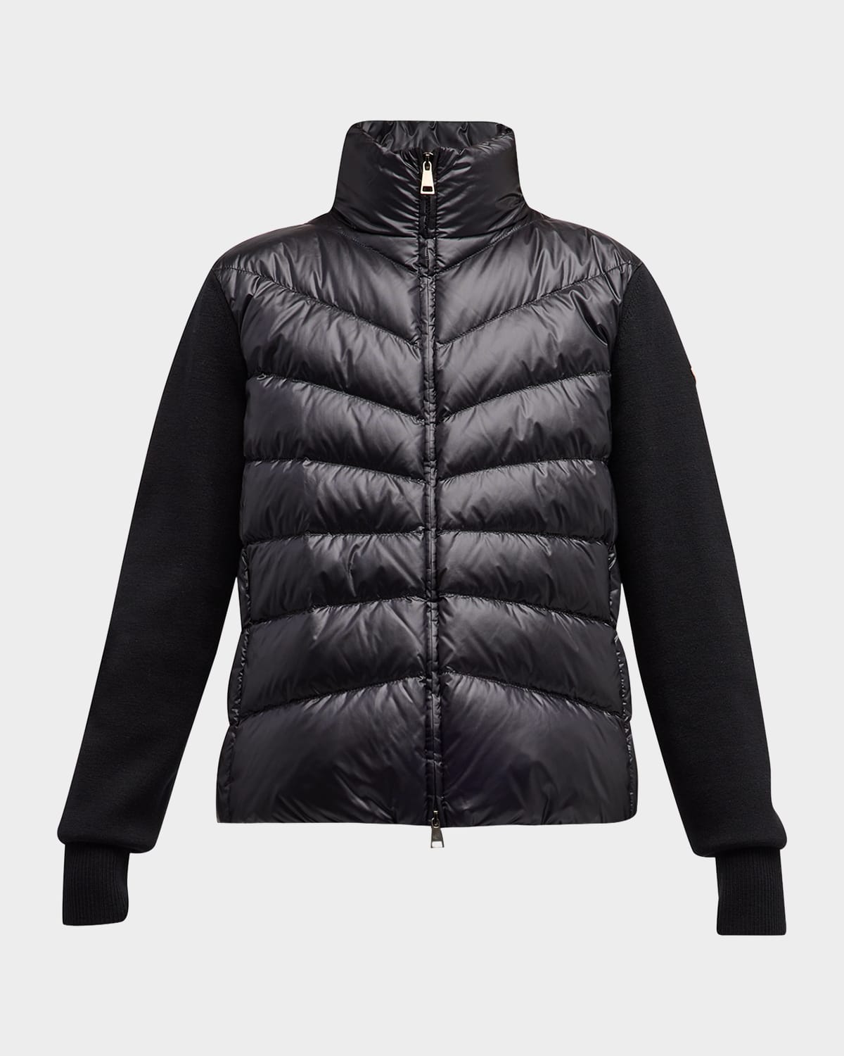 Moncler ZipUp Wool Cardigan with Puffer Front Neiman Marcus