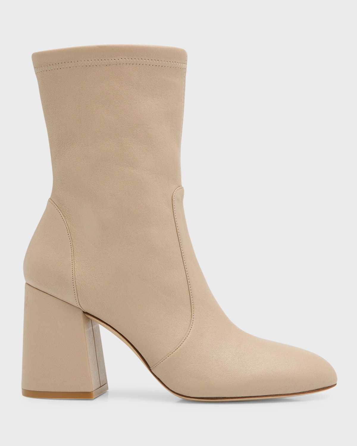 Stuart Weitzman Flareblock Leather Zip Ankle Booties | Neiman Marcus