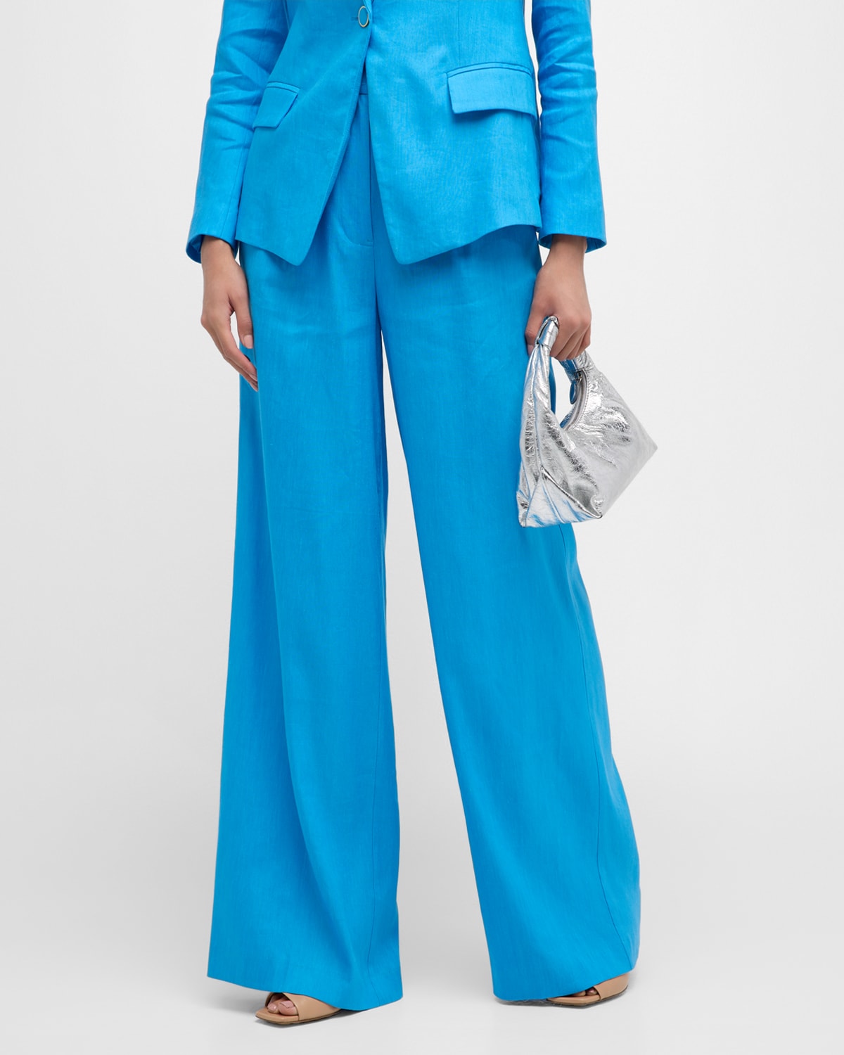 Halston Zoya WideLeg LinenBlend Pants Neiman Marcus