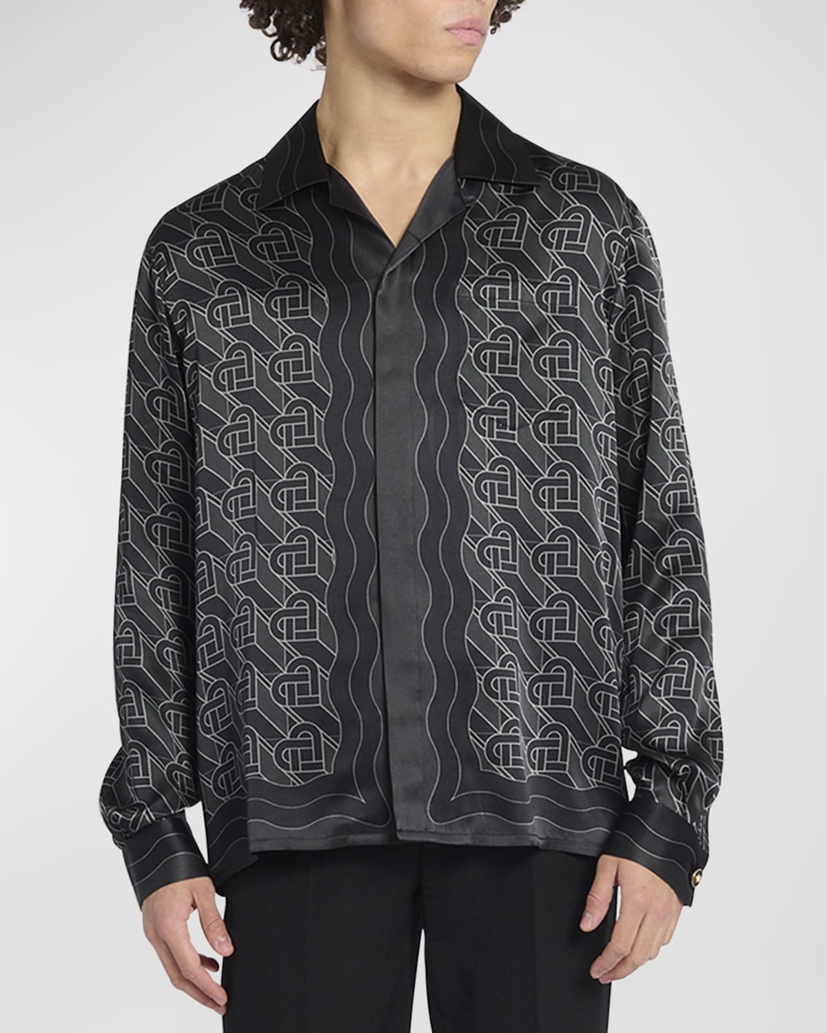 CASABLANCA Men's Graphic Silk Sport Shirt | Neiman Marcus