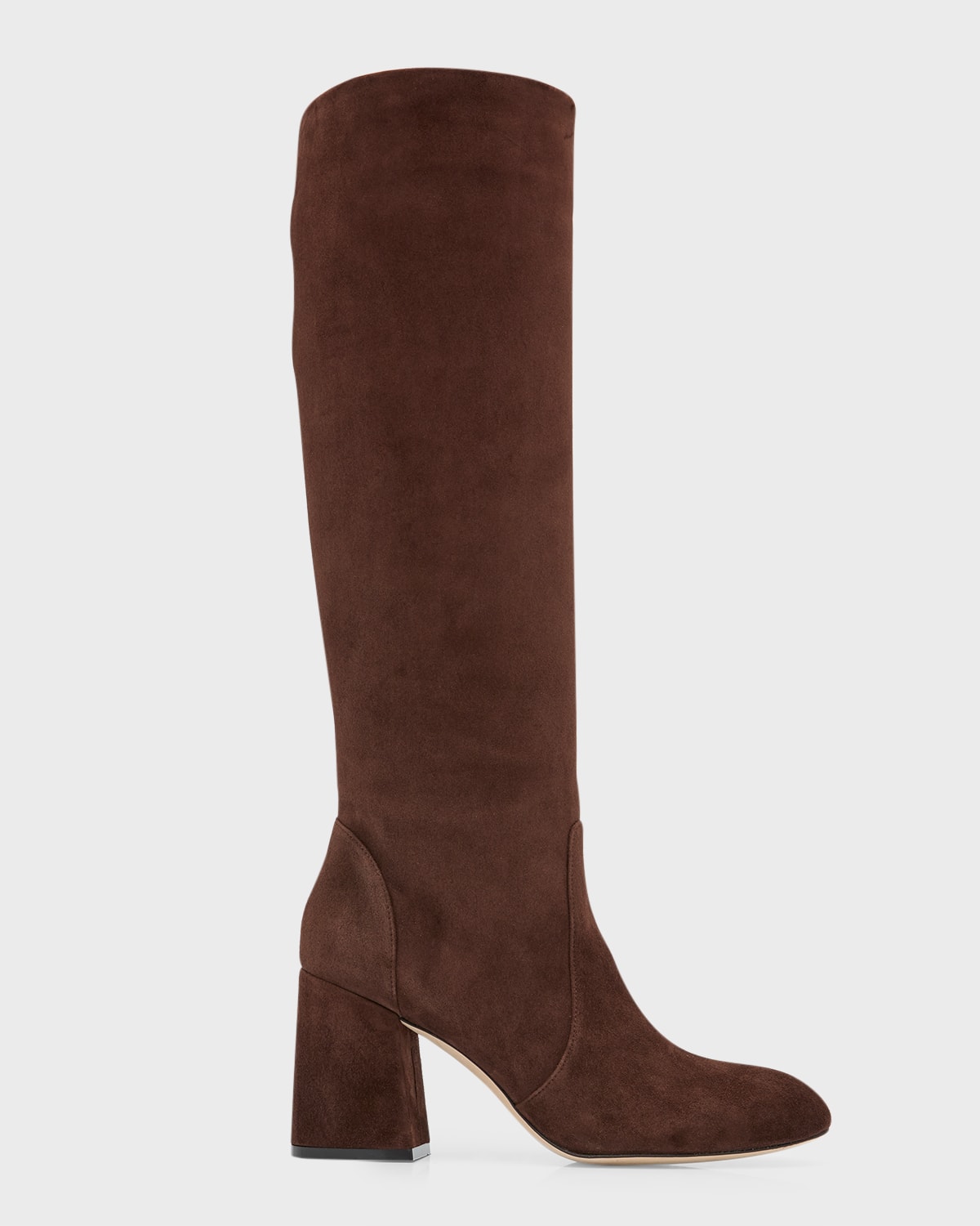 Stuart Weitzman Vida Suede Block-Heel Knee Boots | Neiman Marcus