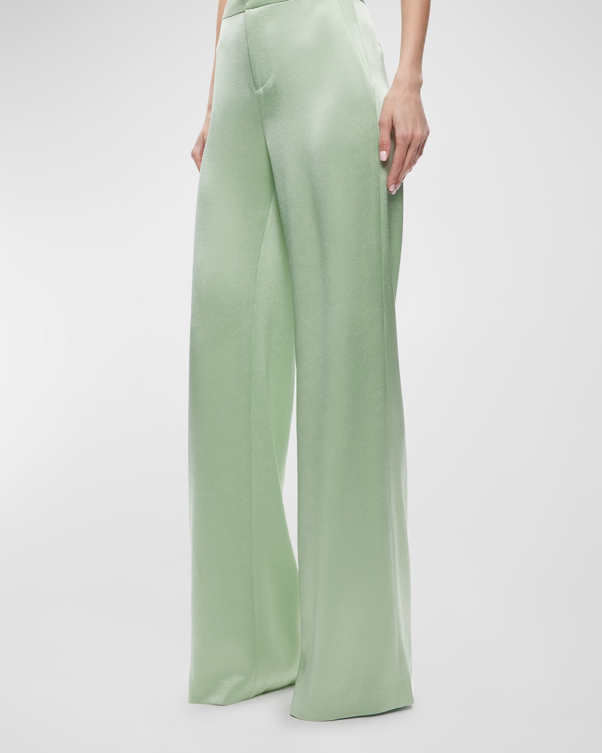 Alice + Olivia Deanna HighWaisted Bootcut Satin Pants Neiman Marcus