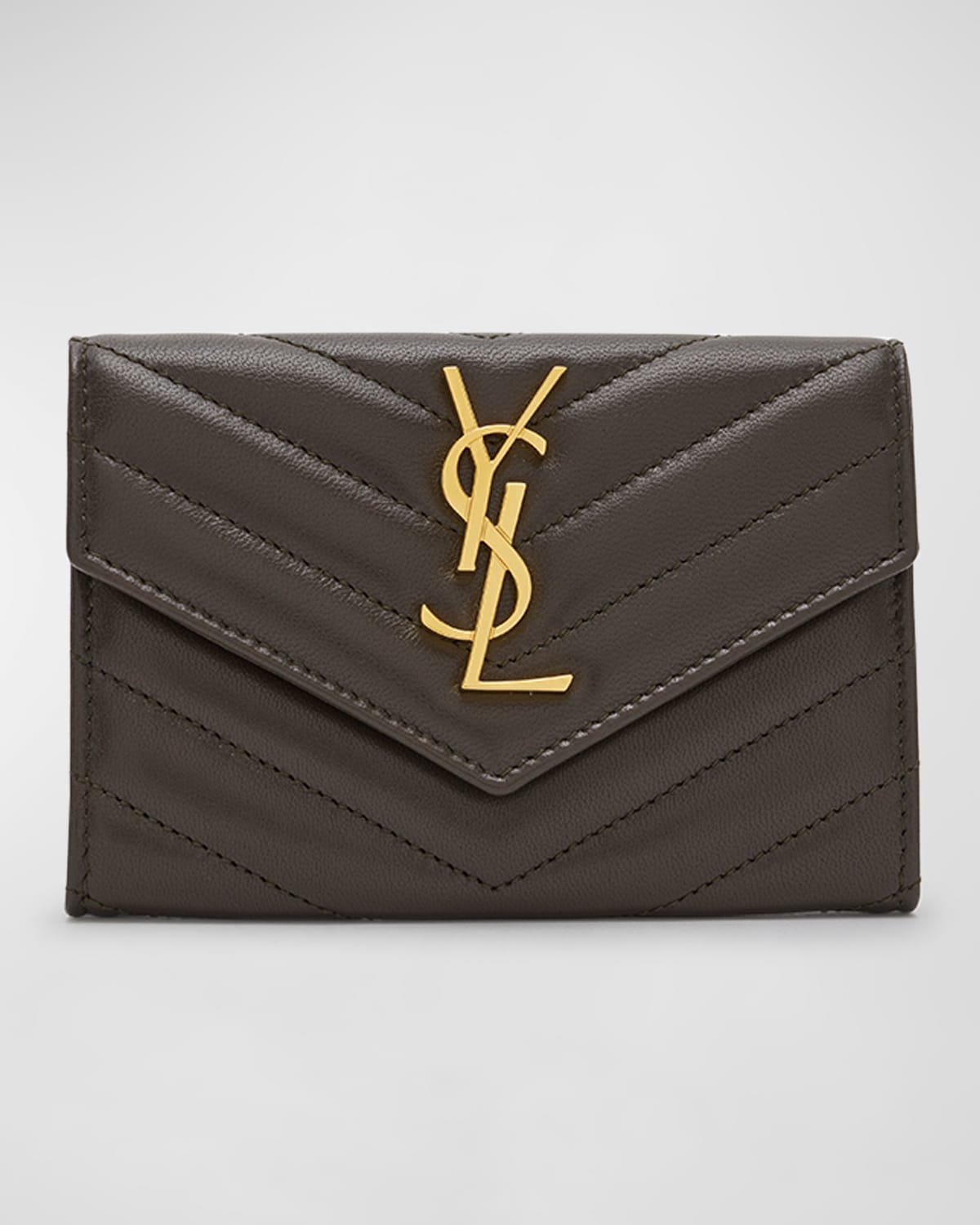 Saint Laurent YSL Flap Top Leather Envelope Wallet Neiman Marcus
