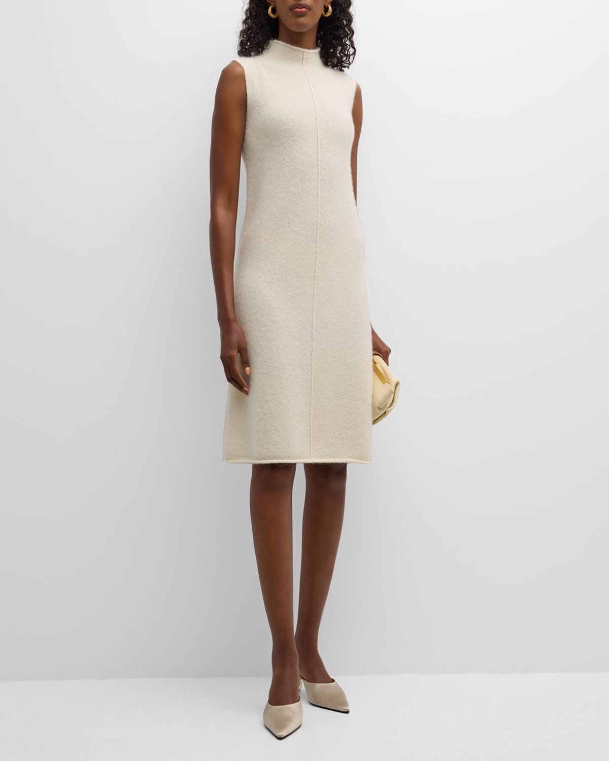 Olive Green Suede Midi Dress with Turtleneck and Elegant Lace Hem main image 0