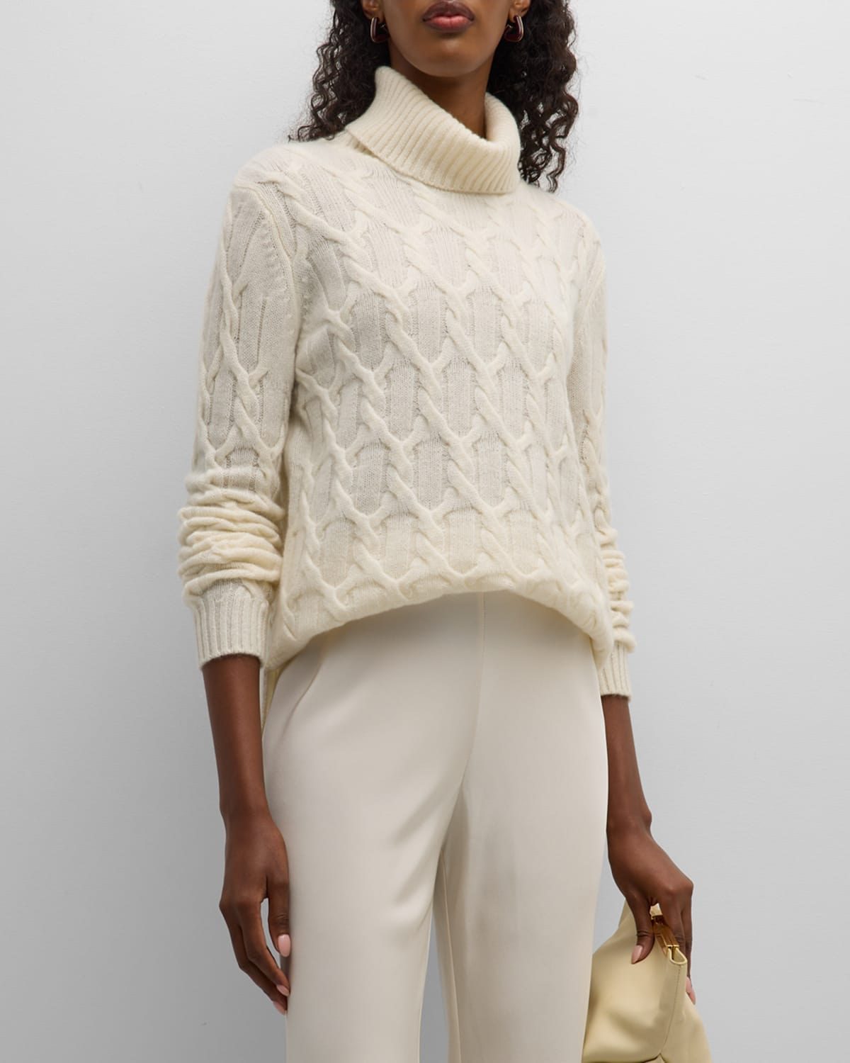 Nili Lotan Cable-Knit Cashmere Turtleneck Sweater | Neiman Marcus