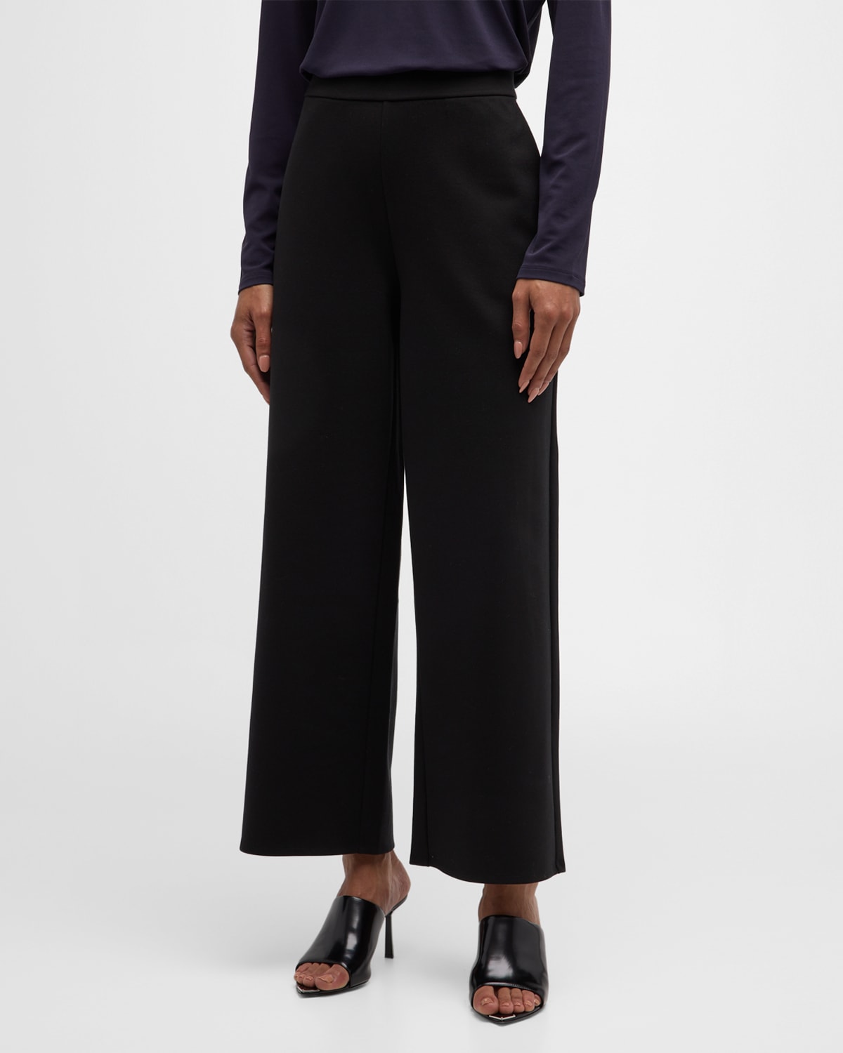 Eileen Fisher Cropped Wide-Leg Jersey Pants | Neiman Marcus