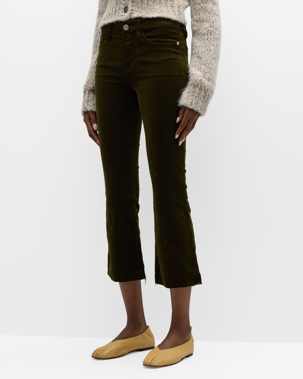 FRAME Le Crop Mini Boot Raw Stagger Jeans | Neiman Marcus