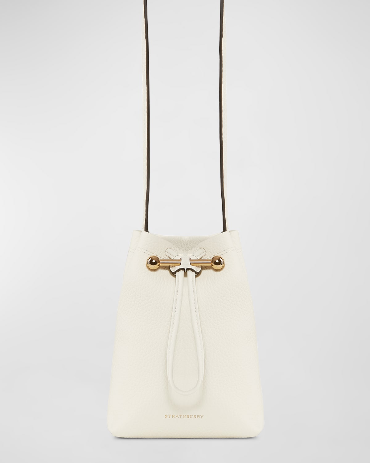 Strathberry Lana Osette Leather Bucket Bag in Natural